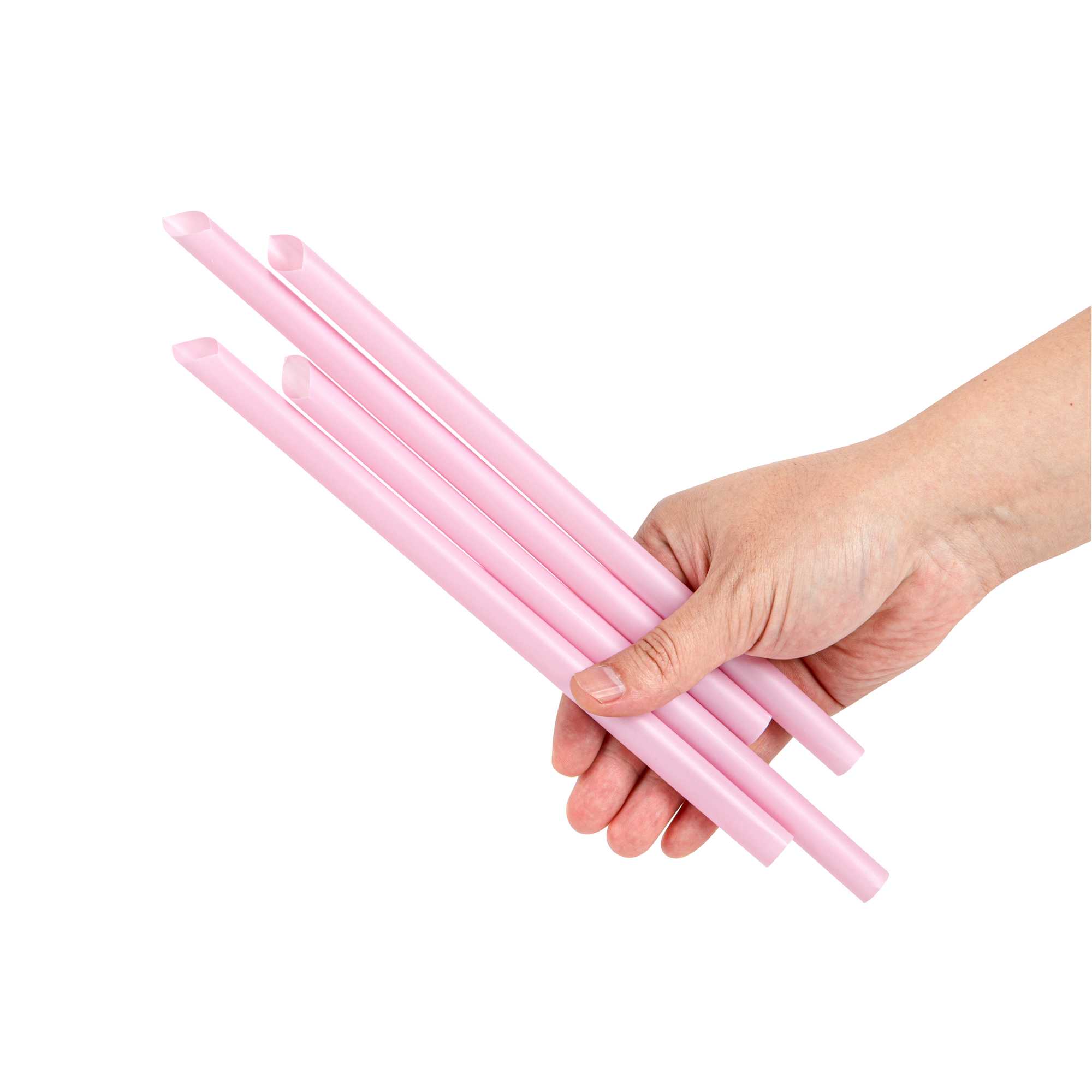 Basic Nature Pink PLA Plastic Extra Wide Boba Straw - Unwrapped, Compostable, Pointed - 9" - 100 count box