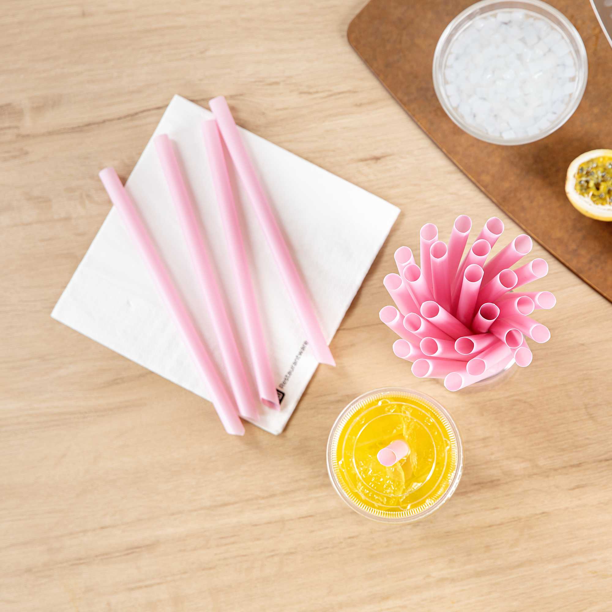 Basic Nature Pink PLA Plastic Extra Wide Boba Straw - Unwrapped, Compostable, Pointed - 9" - 100 count box