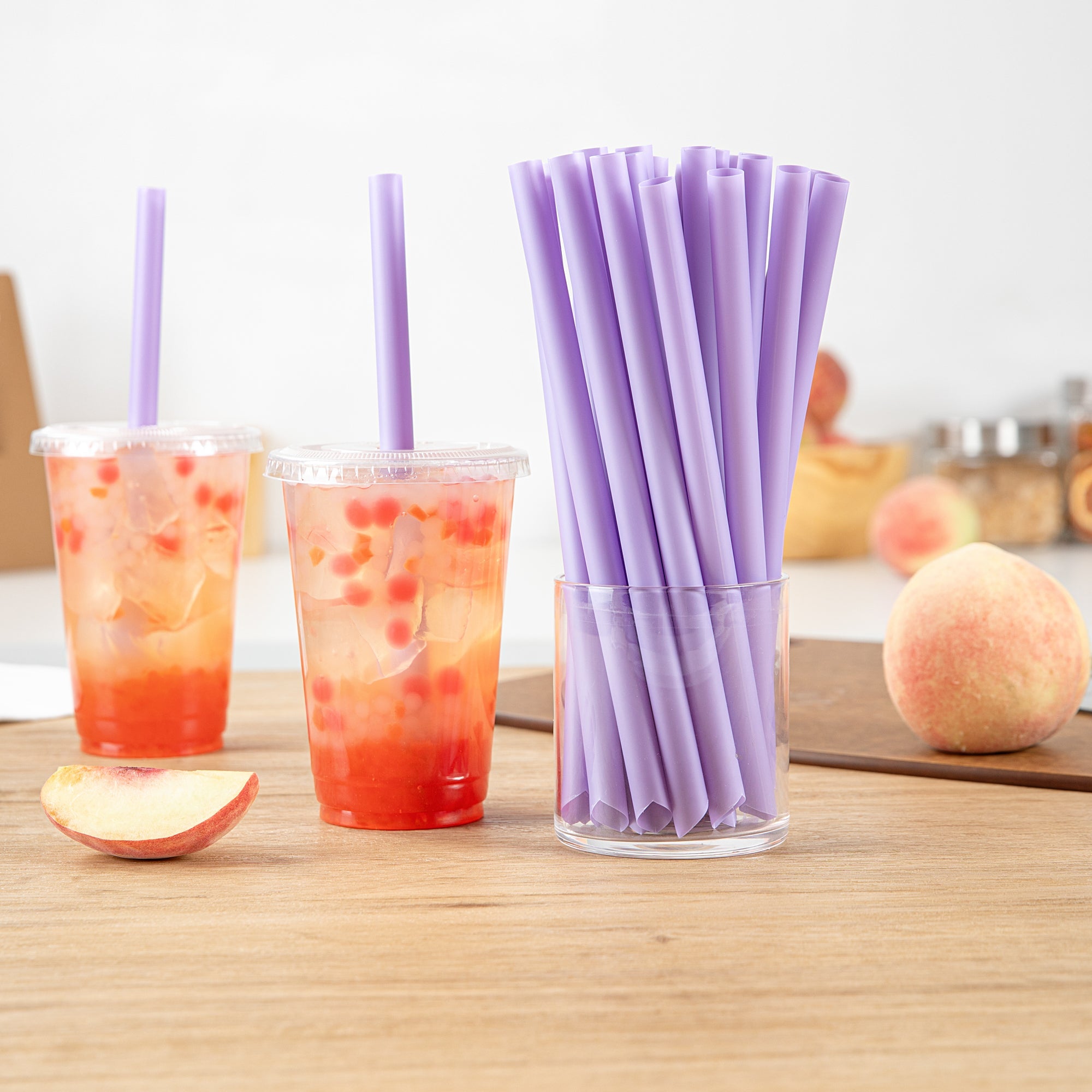Basic Nature Purple PLA Plastic Extra Wide Boba Straw - Unwrapped, Compostable, Pointed - 9" - 1000 count box