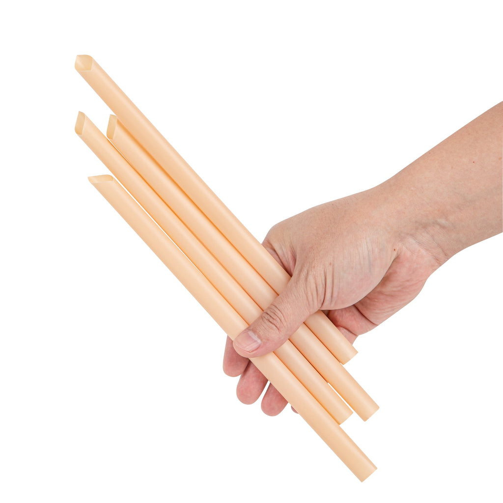 Basic Nature Orange PLA Plastic Extra Wide Boba Straw - Unwrapped, Compostable, Pointed - 9" - 1000 count box