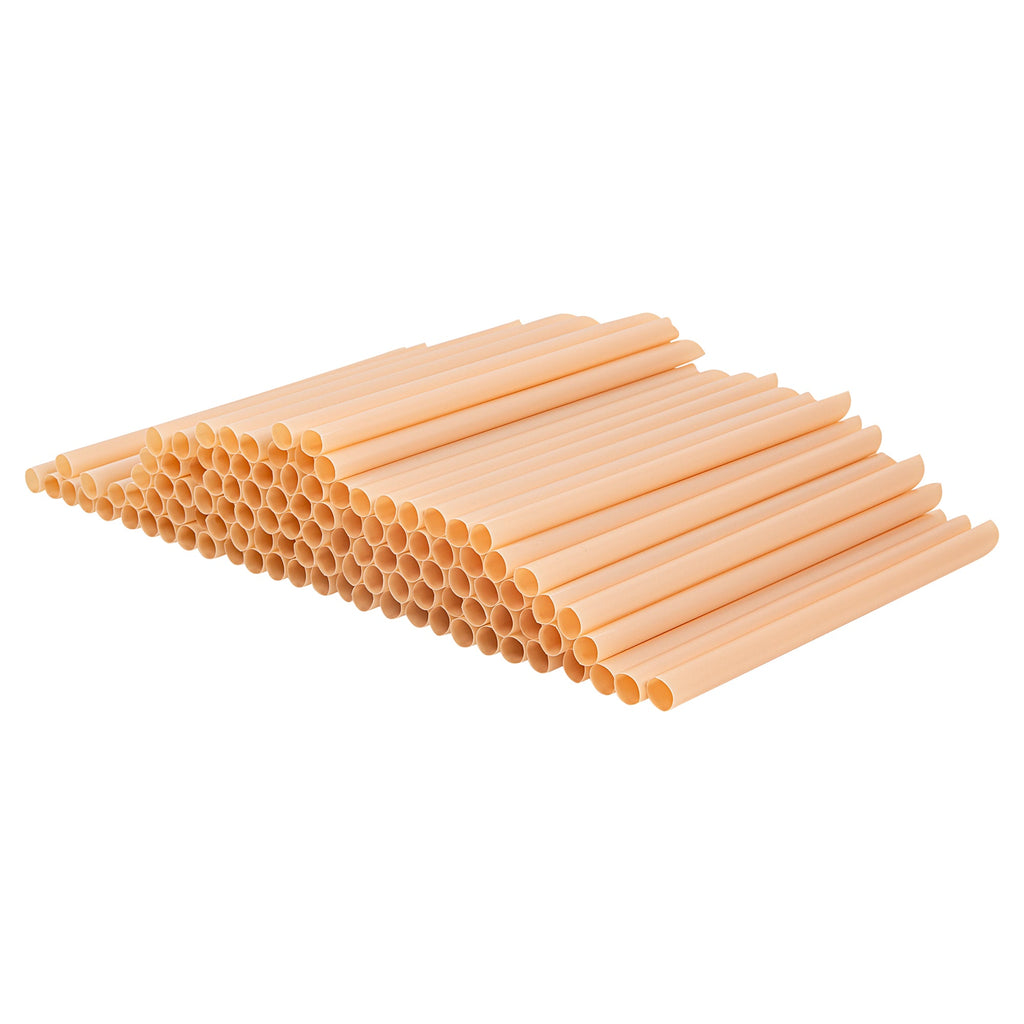 Basic Nature Orange PLA Plastic Extra Wide Boba Straw - Unwrapped, Compostable, Pointed - 9" - 1000 count box