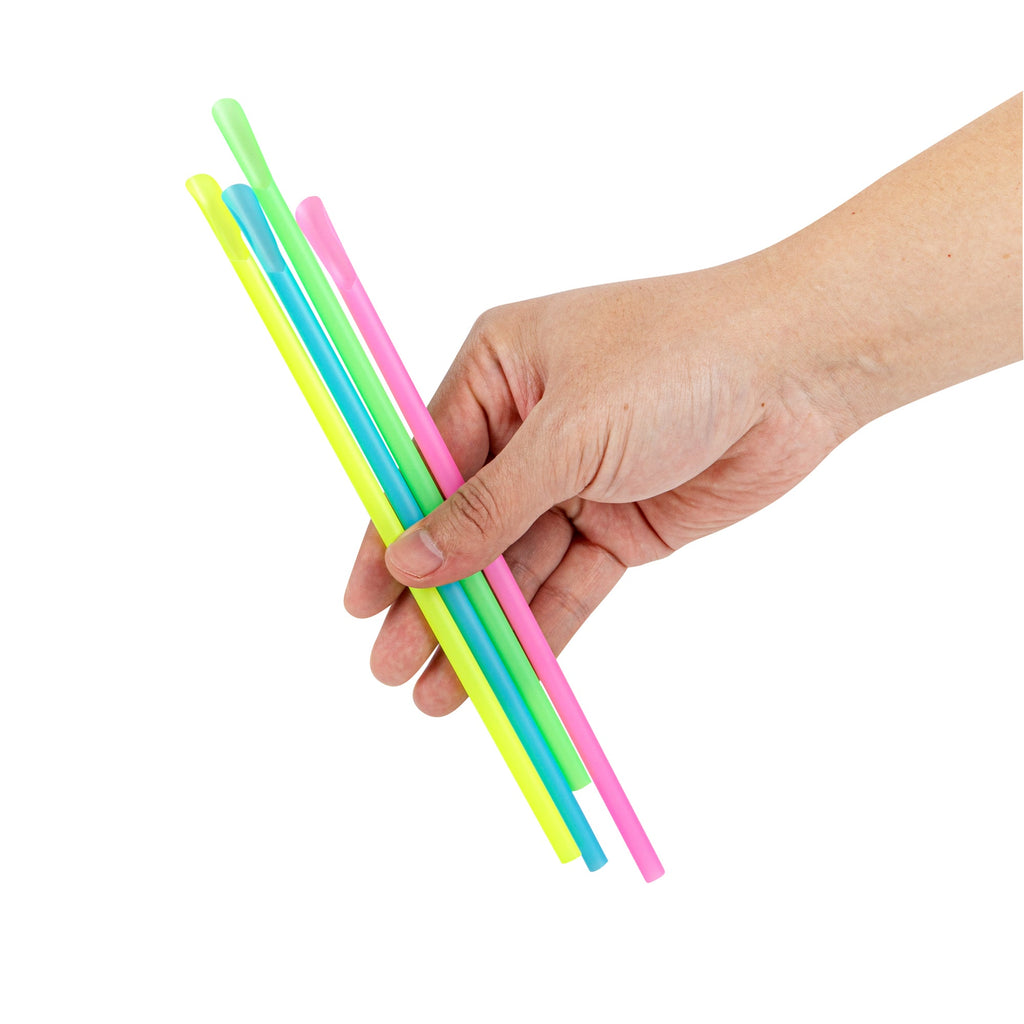 Basic Nature Assorted PLA Plastic Spoon Straw - Unwrapped, Compostable - 8" - 1000 count box