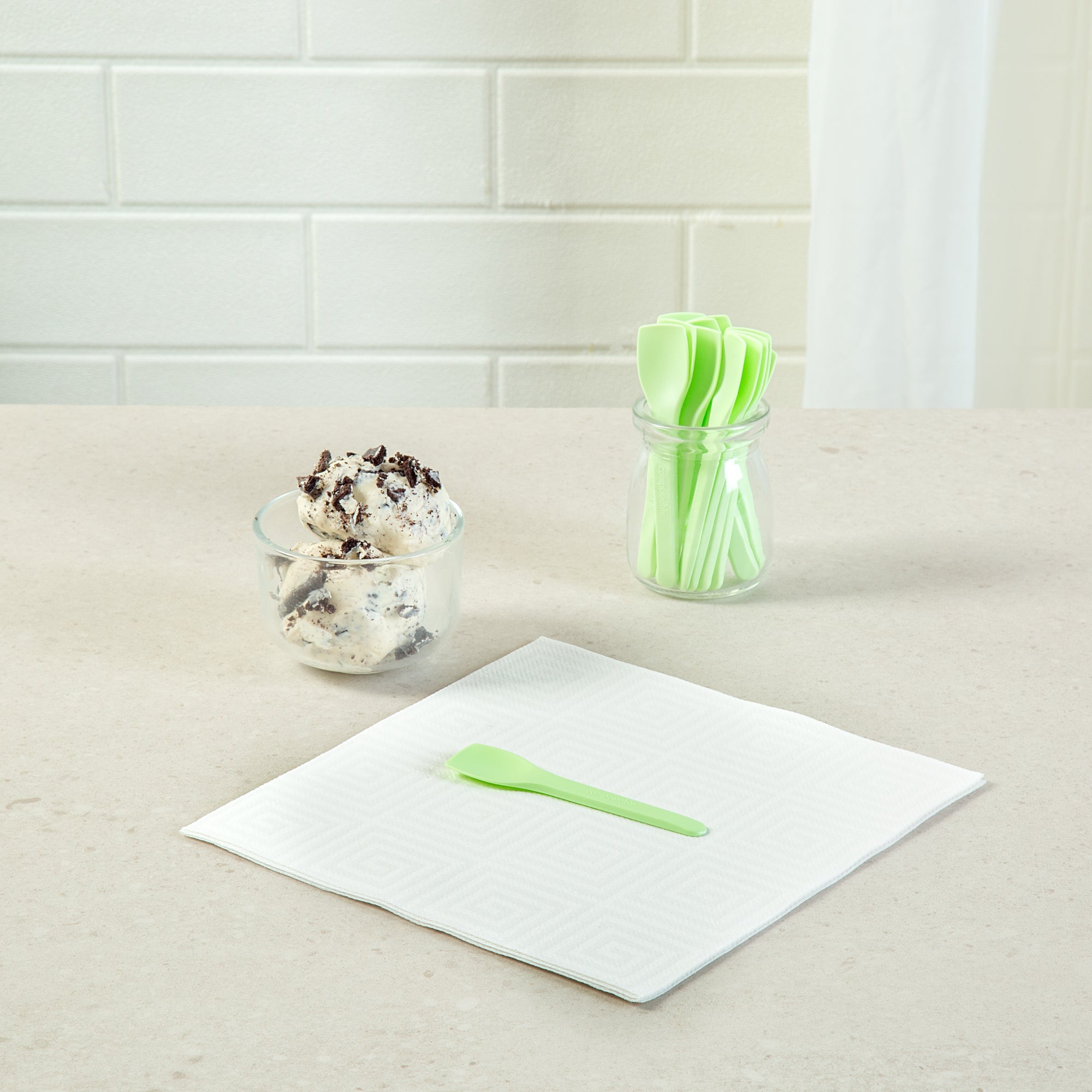 Basic Nature Green CPLA Plastic Ice Cream Spoon - Heat-Resistant, Compostable - 4" - 1000 count box