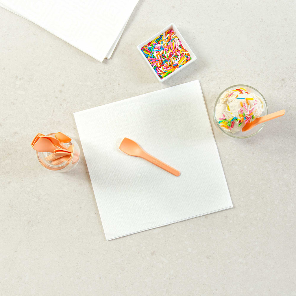 Basic Nature Orange CPLA Plastic Ice Cream Spoon - Heat-Resistant, Compostable - 4" - 100 count box