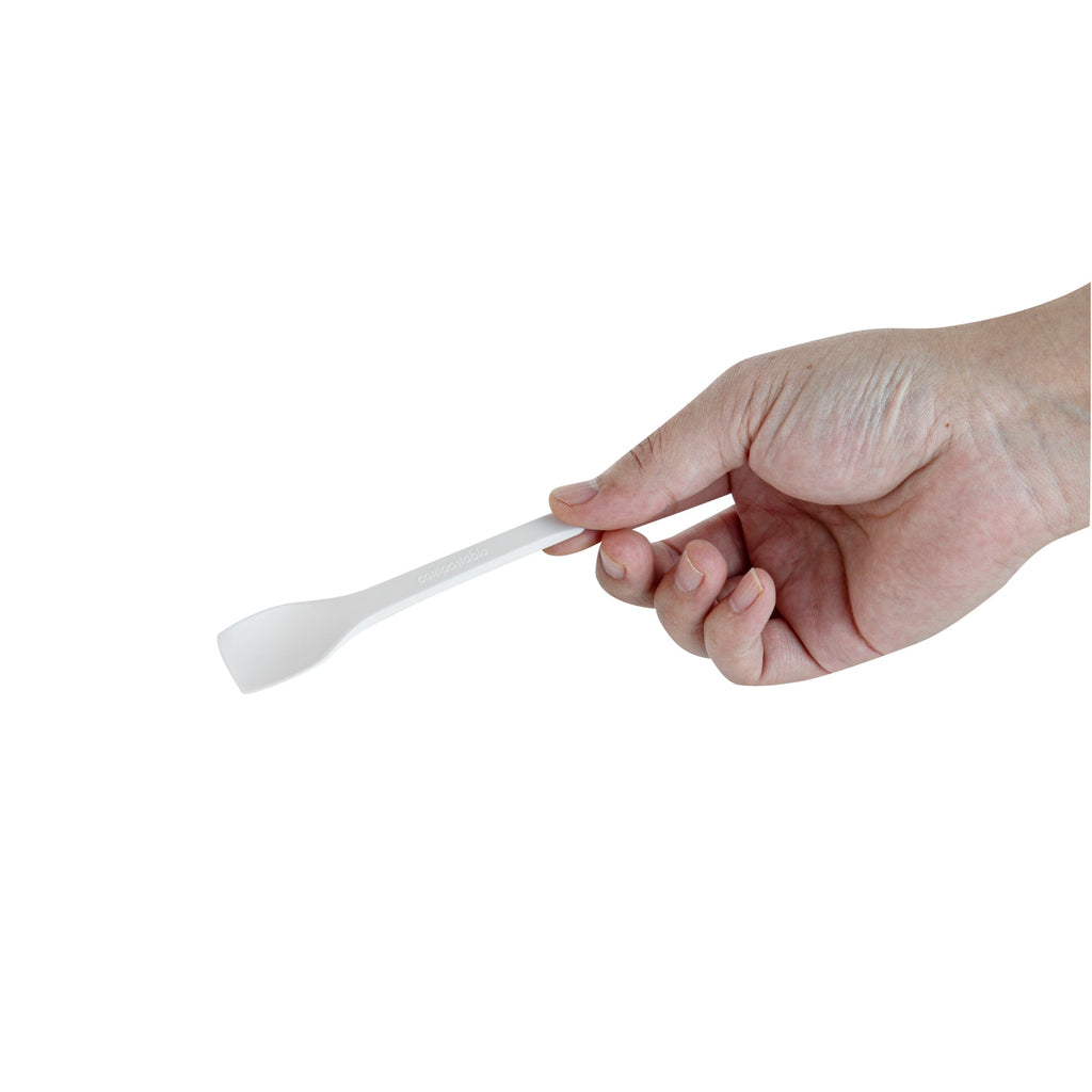 Basic Nature White CPLA Plastic Ice Cream Spoon - Heat-Resistant, Compostable - 4" - 1000 count box