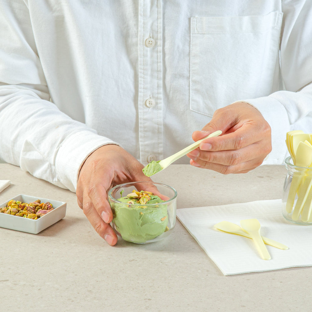 Basic Nature Yellow CPLA Plastic Ice Cream Spoon - Heat-Resistant, Compostable - 4" - 1000 count box