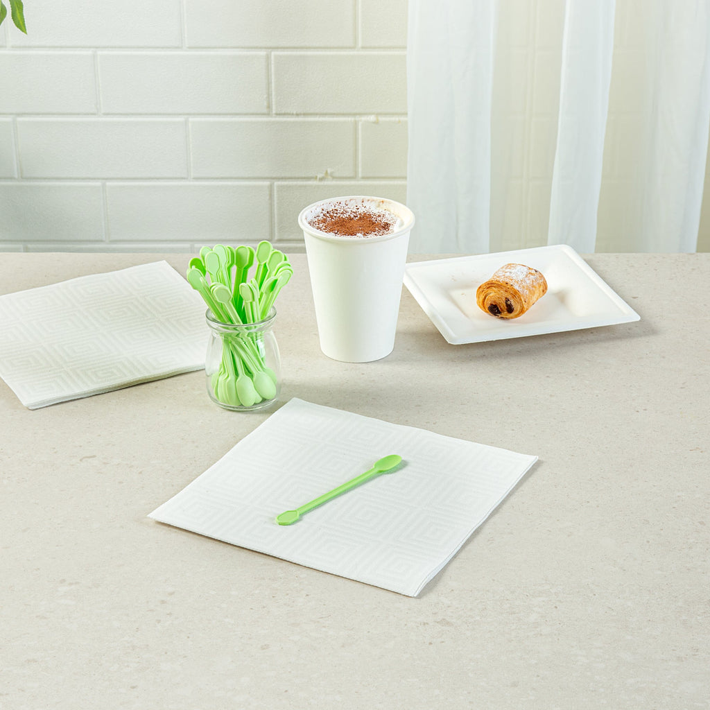 Basic Nature Green CPLA Plastic Coffee Stirrer / Spoon - Compostable - 4" - 1000 count box