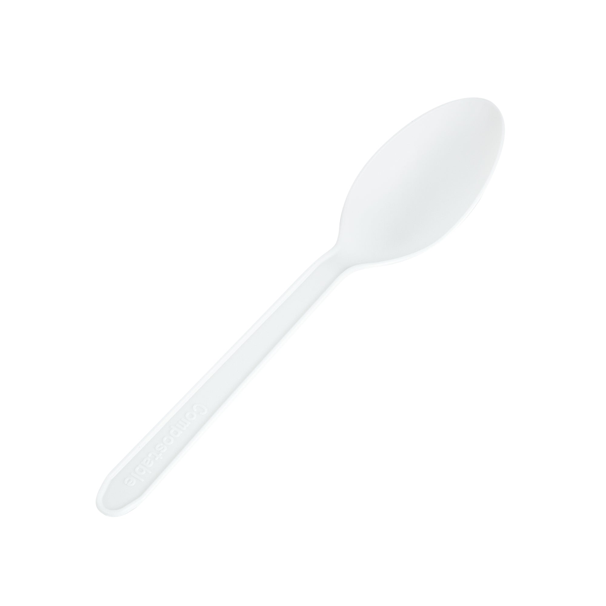 Basic Nature White CPLA Plastic Dessert Spoon - Heat-Resistant, Compostable - 4" - 1000 count box