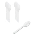 Basic Nature White CPLA Plastic Dessert Spoon - Heat-Resistant, Compostable - 5" - 100 count box
