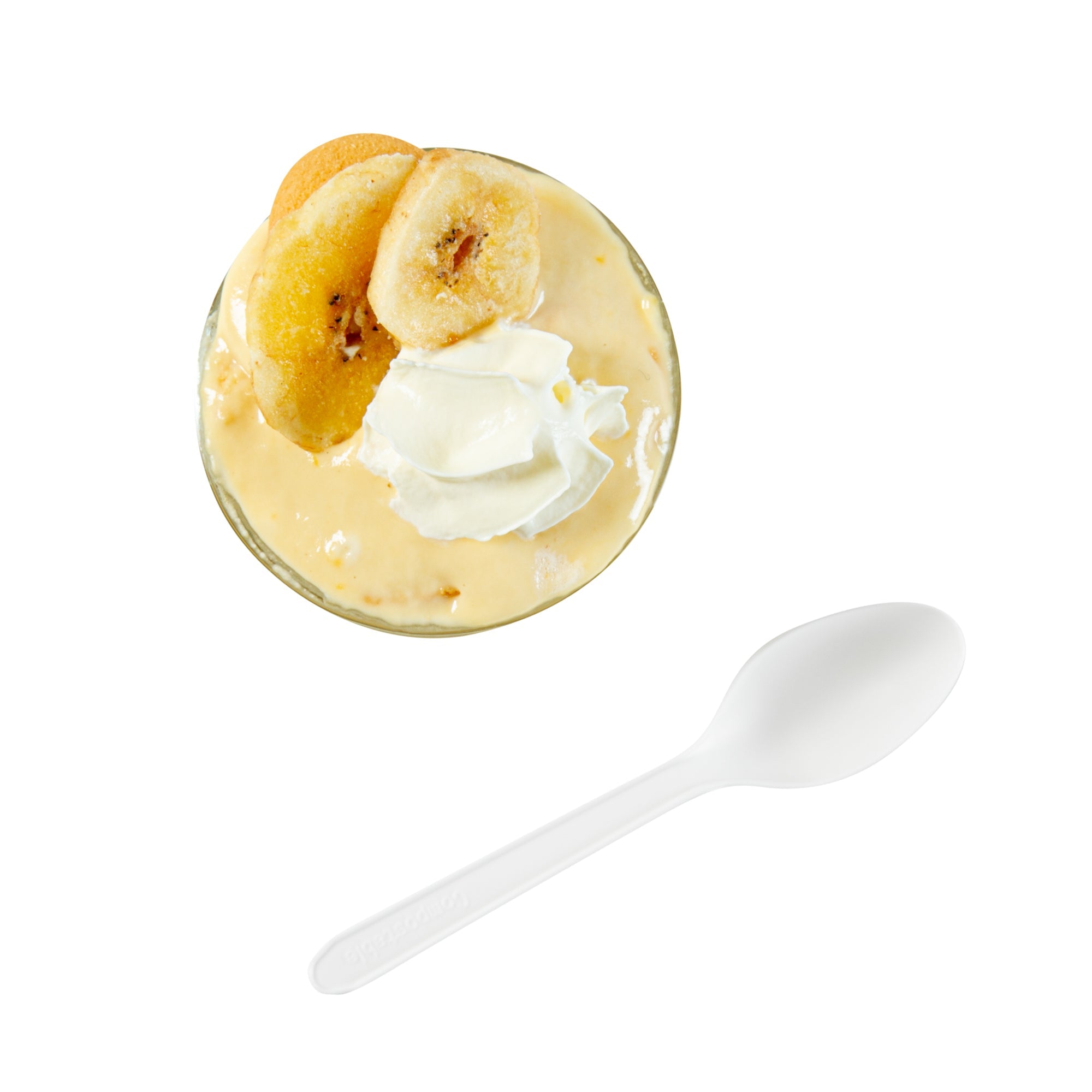 Basic Nature White CPLA Plastic Dessert Spoon - Heat-Resistant, Compostable - 4" - 1000 count box