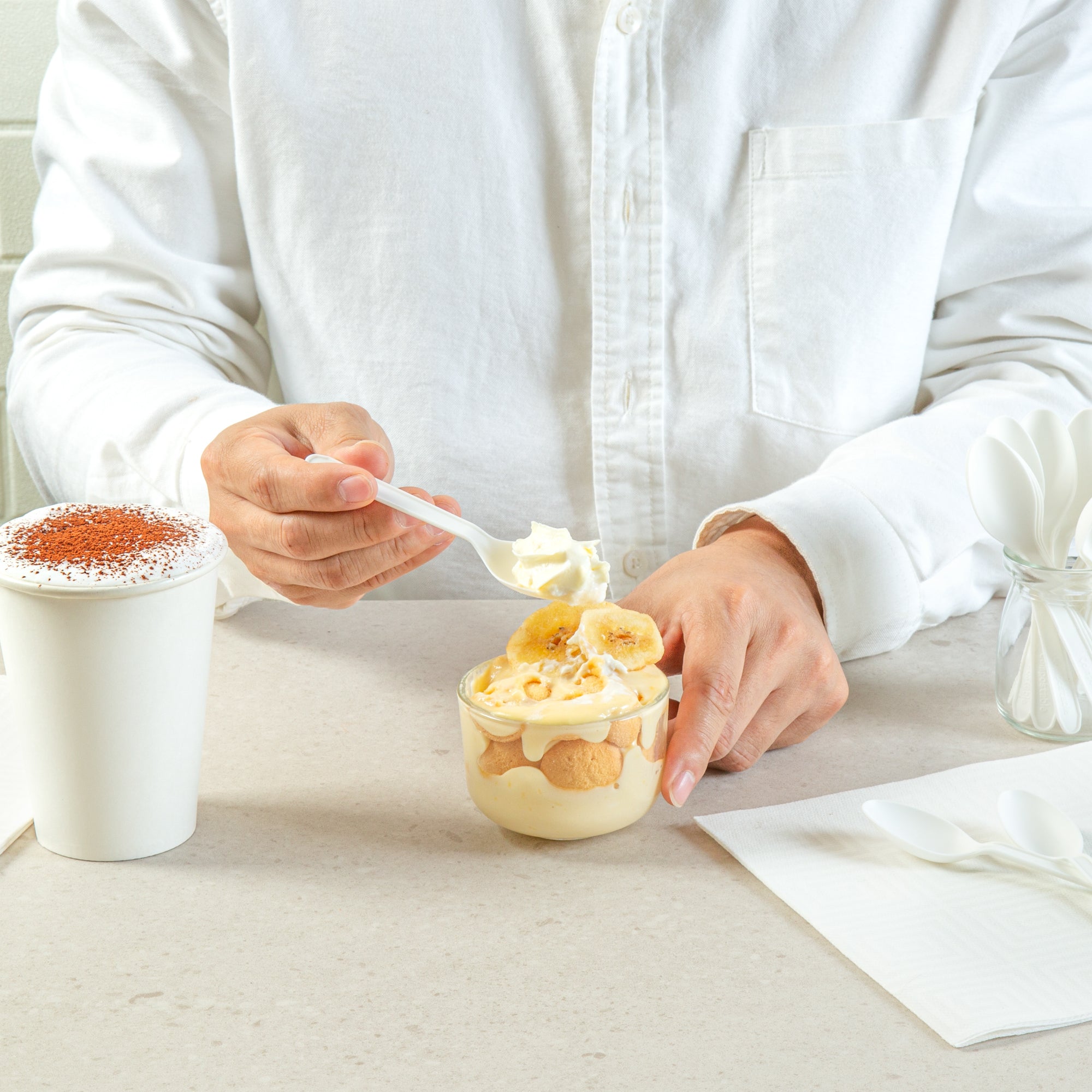 Basic Nature White CPLA Plastic Dessert Spoon - Heat-Resistant, Compostable - 4" - 1000 count box