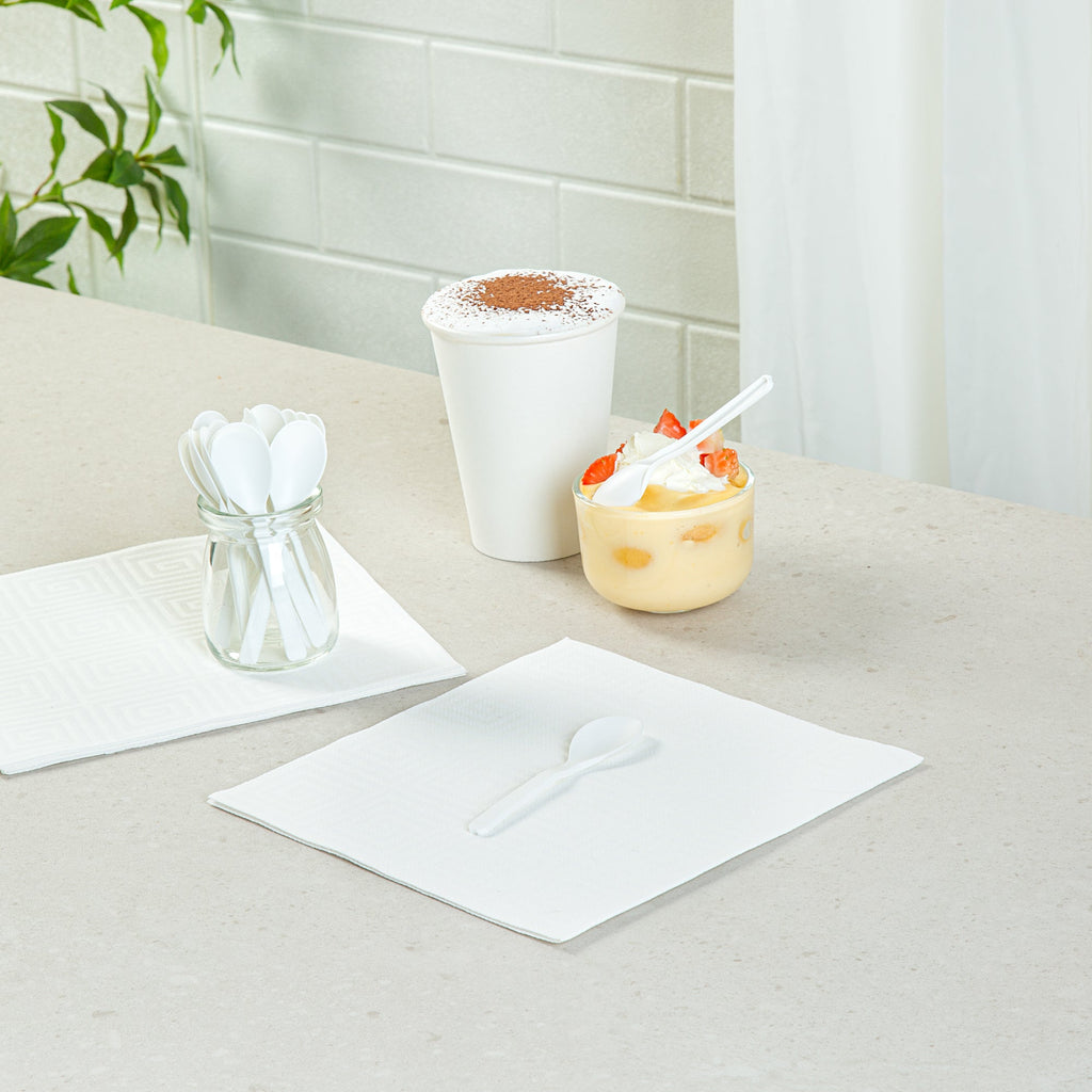 Basic Nature Round White Plastic Mini Spoon - Heat-Resistant, Compostable - 4" x 1" - 1000 count box
