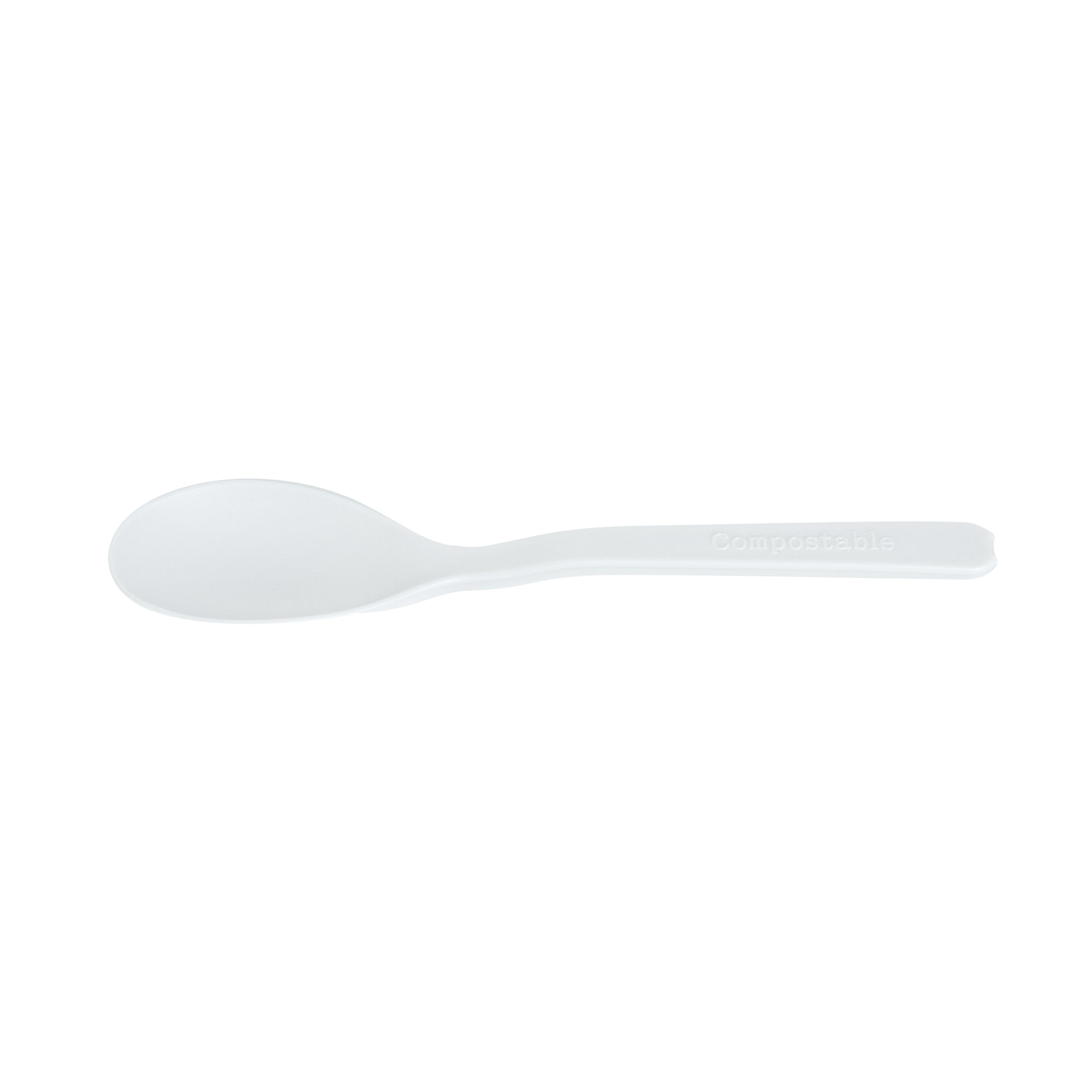 Basic Nature Round White Plastic Mini Spoon - Heat-Resistant, Compostable - 4" x 1" - 1000 count box