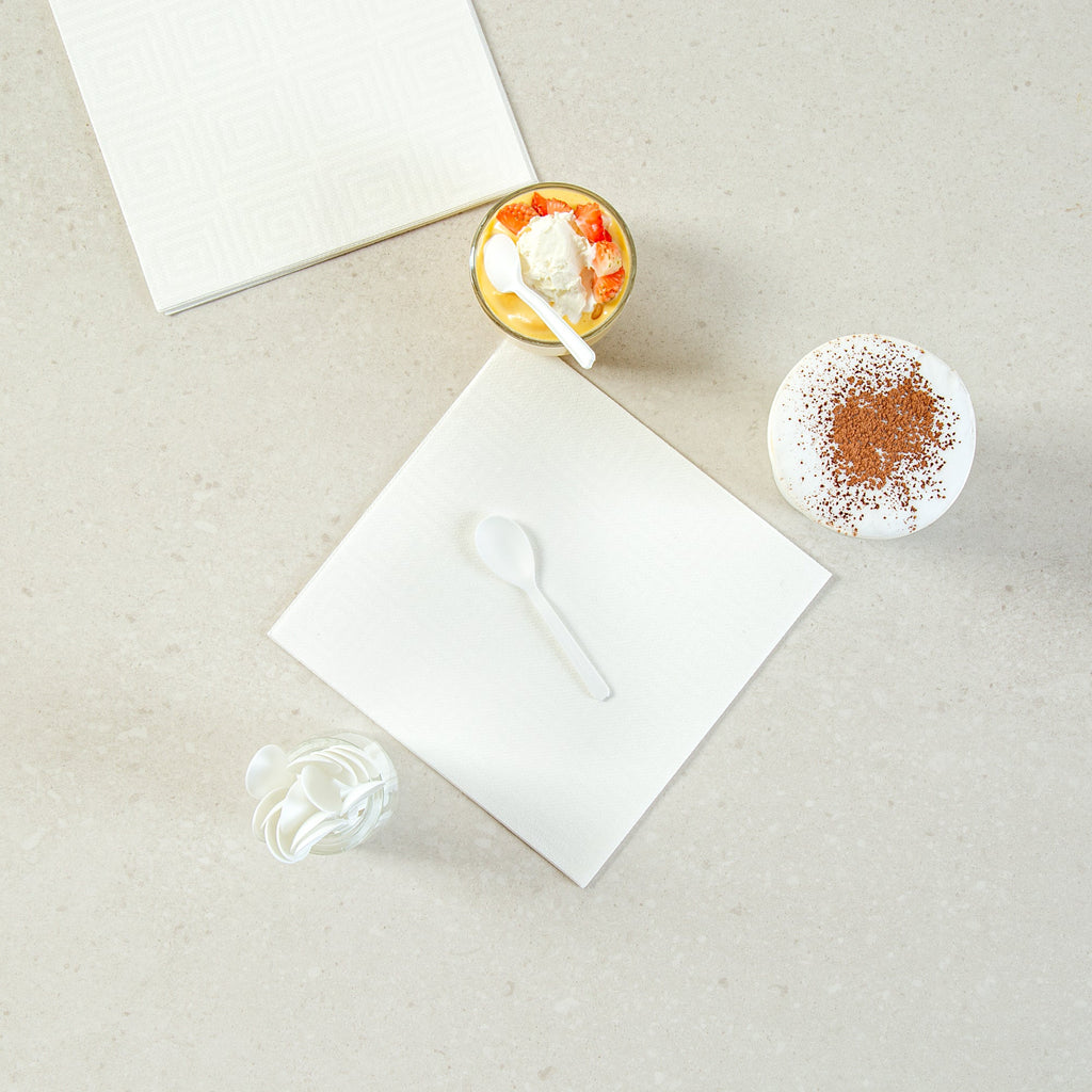 Basic Nature Round White Plastic Mini Spoon - Heat-Resistant, Compostable - 4" x 1" - 1000 count box