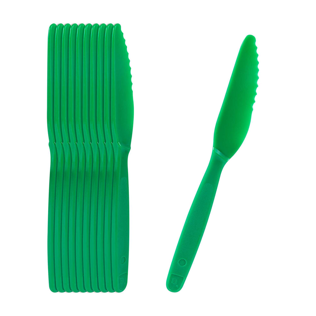 RW Kids Green Plastic Knife - 7" - 10 count box