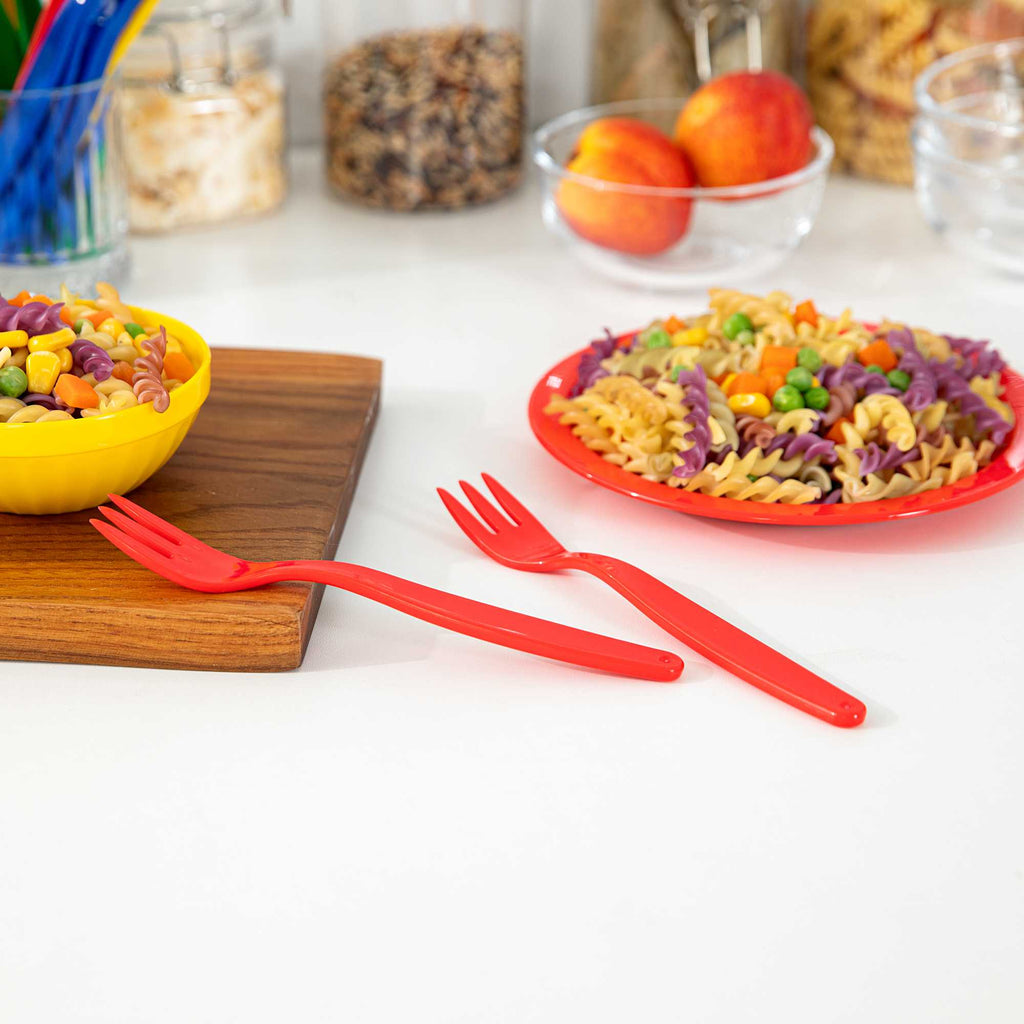 RW Kids Red Plastic Fork - 6 3/4" - 10 count box