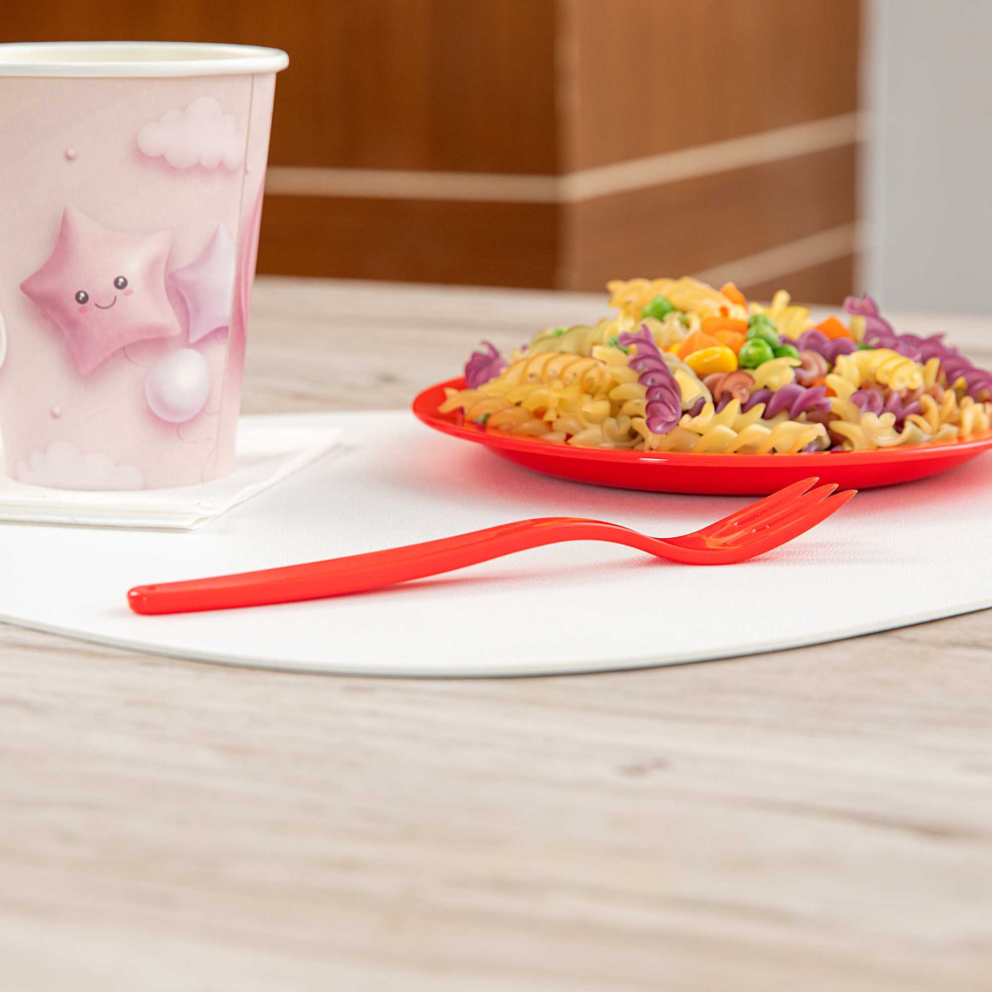 RW Kids Red Plastic Fork - 6 3/4" - 10 count box
