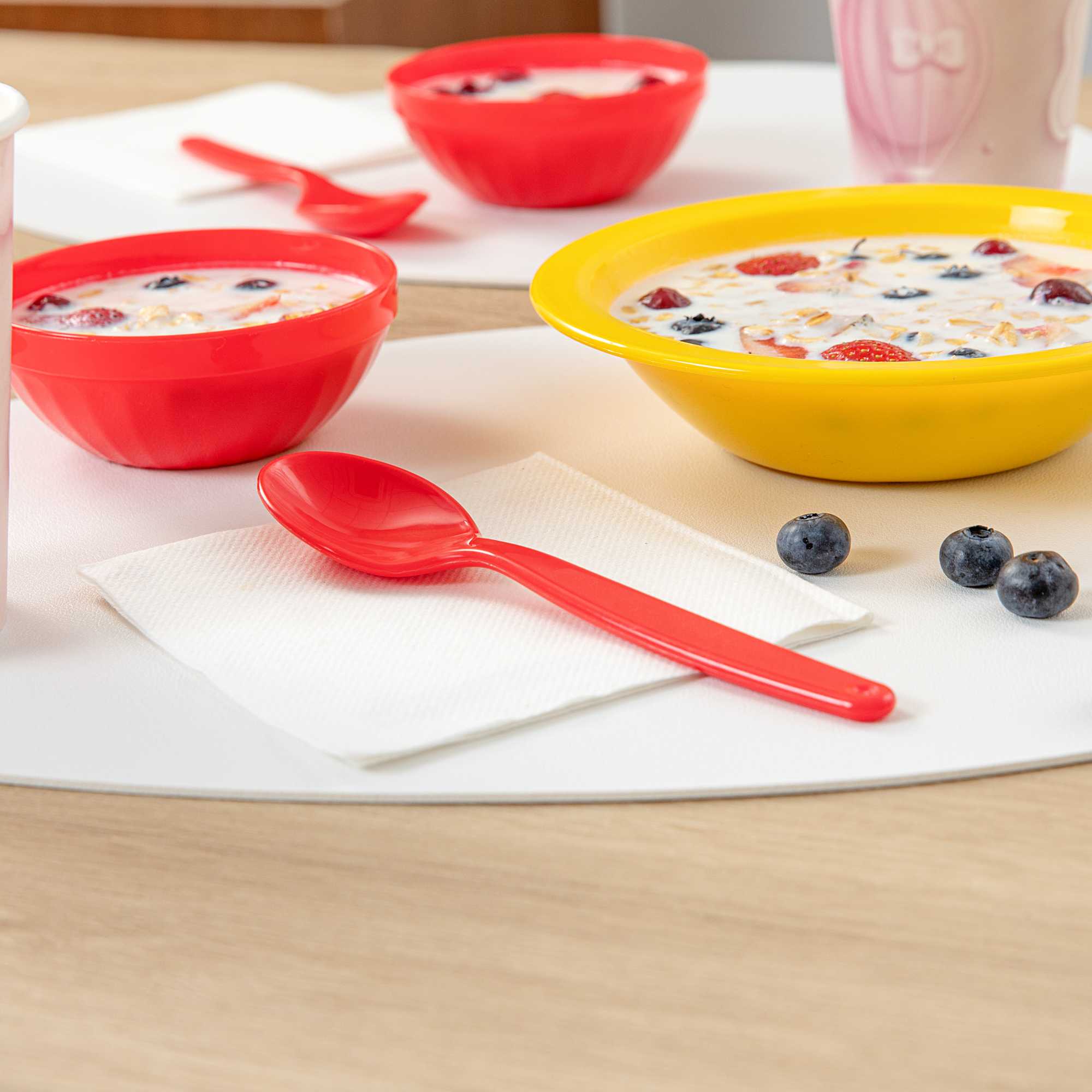 RW Kids Red Plastic Spoon - 6 3/4" x 1 1/4" - 10 count box
