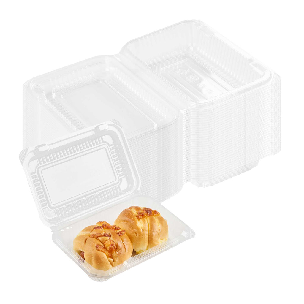 Thermo Tek Rectangle Clear Plastic Clamshell Container - 6" x 4" x 1 1/2" - 100 count box