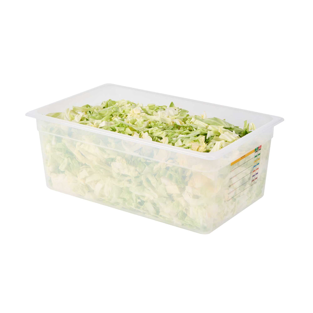 Met Lux Rectangle White Polypropylene Full Size Food Pan - 8" Deep, with Label - 1 count box