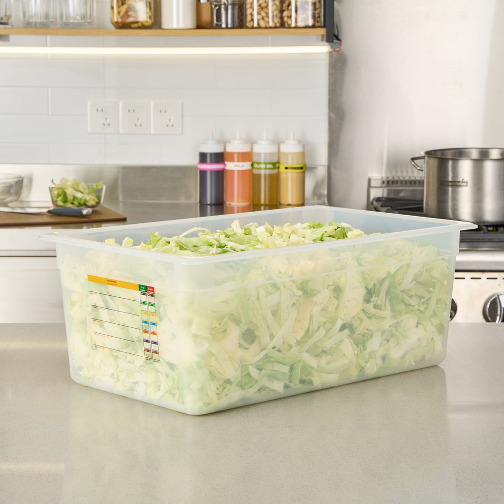 Met Lux Rectangle White Polypropylene Full Size Food Pan - 8" Deep, with Label - 10 count box