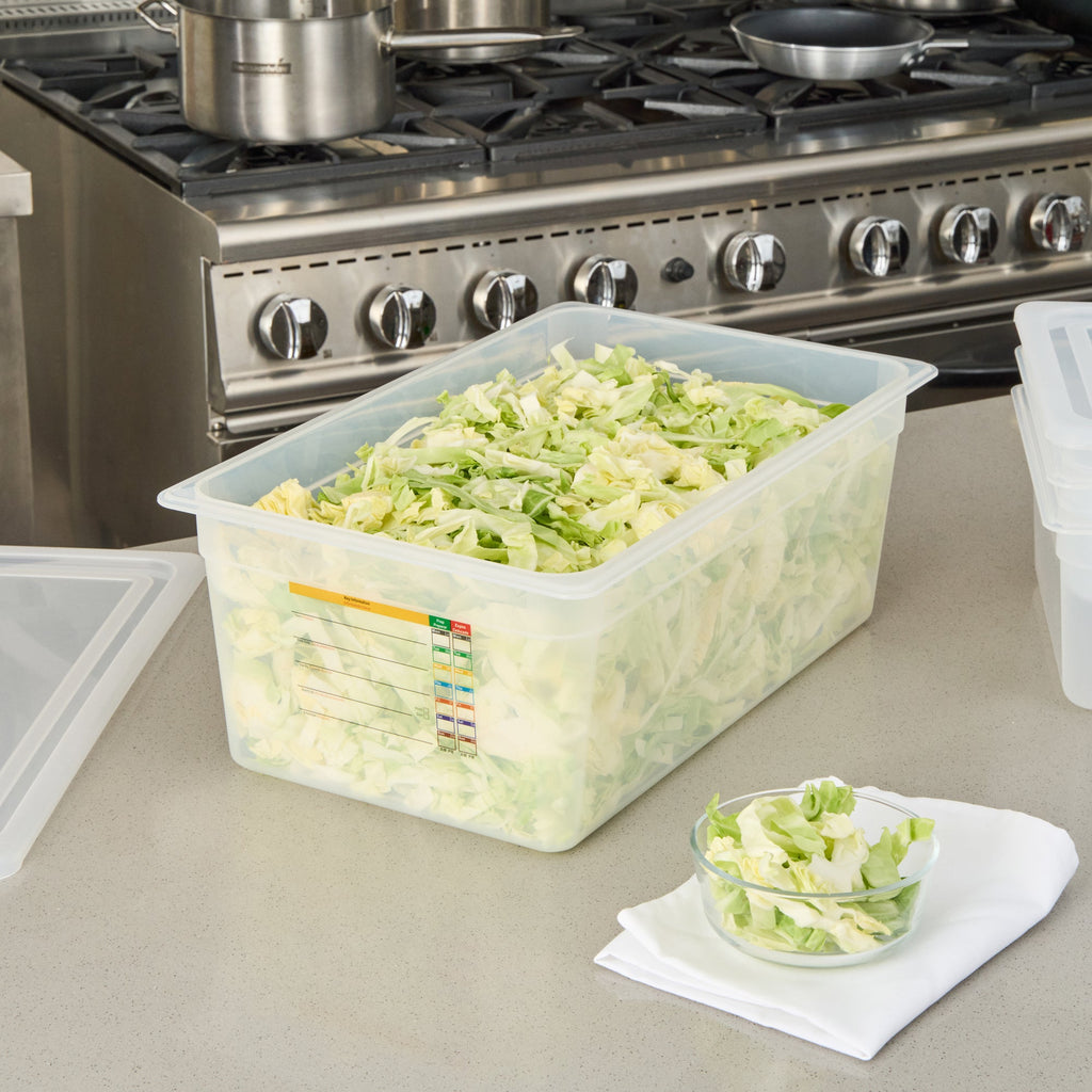 Met Lux Rectangle White Polypropylene Full Size Food Pan - 8" Deep, with Label - 10 count box