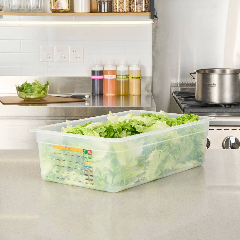 Met Lux Rectangle White Polypropylene Full Size Food Pan - 6" Deep, with Label - 10 count box
