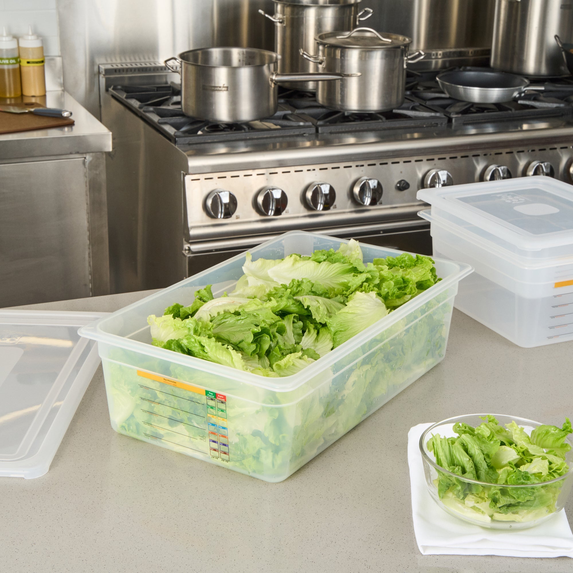 Met Lux Rectangle White Polypropylene Full Size Food Pan - 6" Deep, with Label - 10 count box