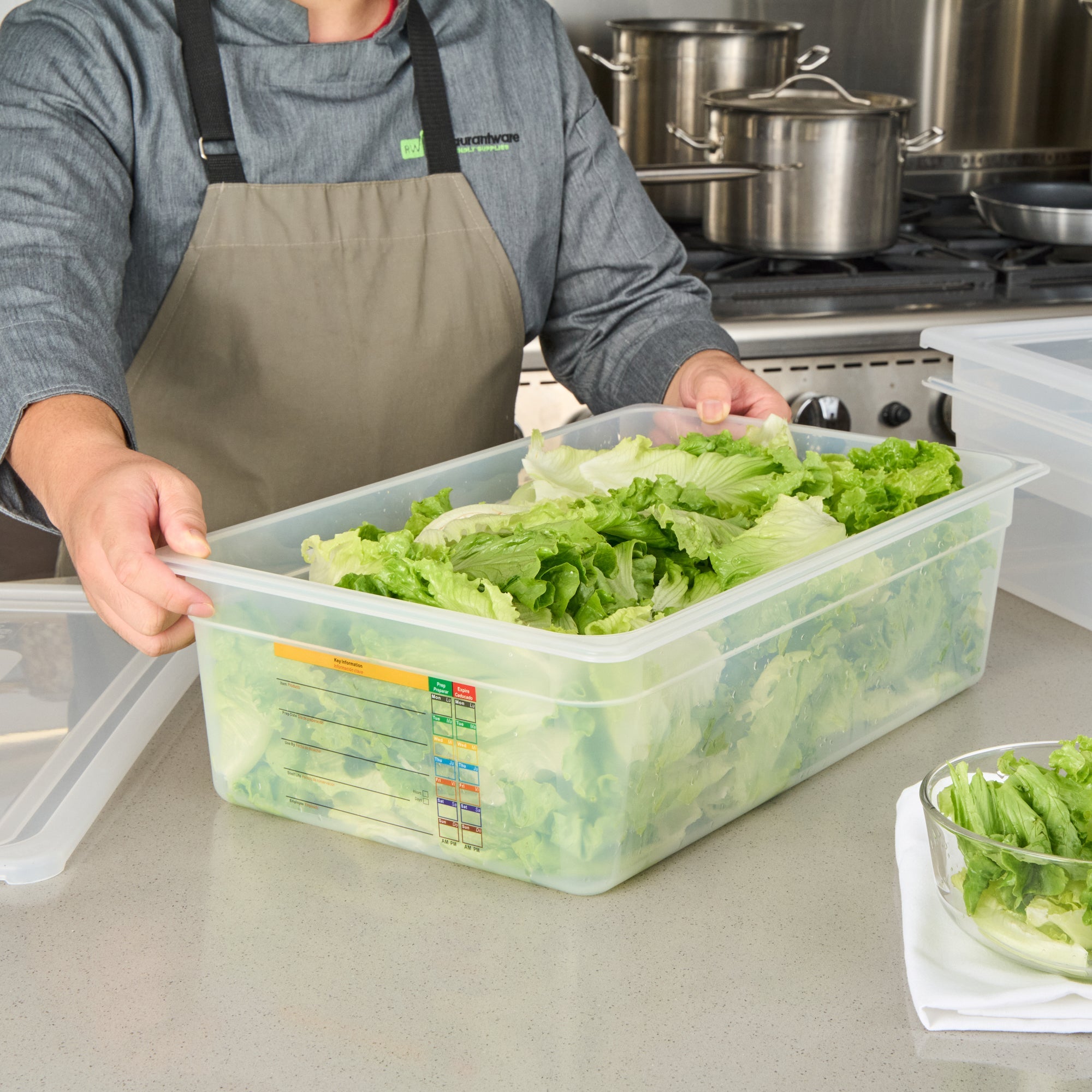 Met Lux Rectangle White Polypropylene Full Size Food Pan - 6" Deep, with Label - 10 count box