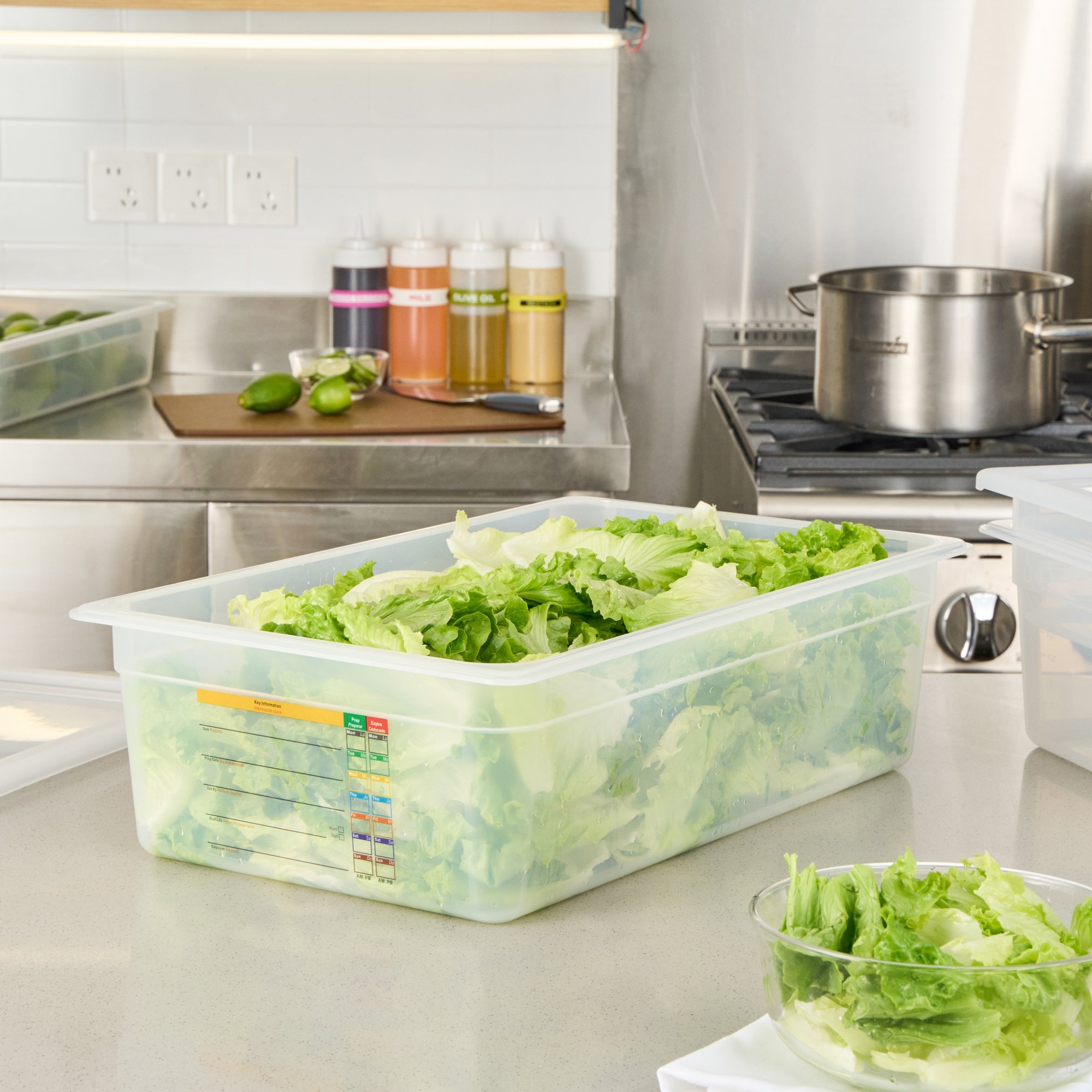 Met Lux Rectangle White Polypropylene Full Size Food Pan - 6" Deep, with Label - 10 count box