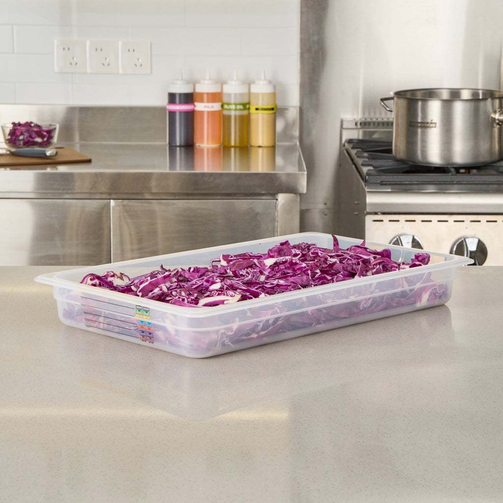 Met Lux Rectangle White Polypropylene Full Size Food Pan - 2.5" Deep, with Label - 10 count box