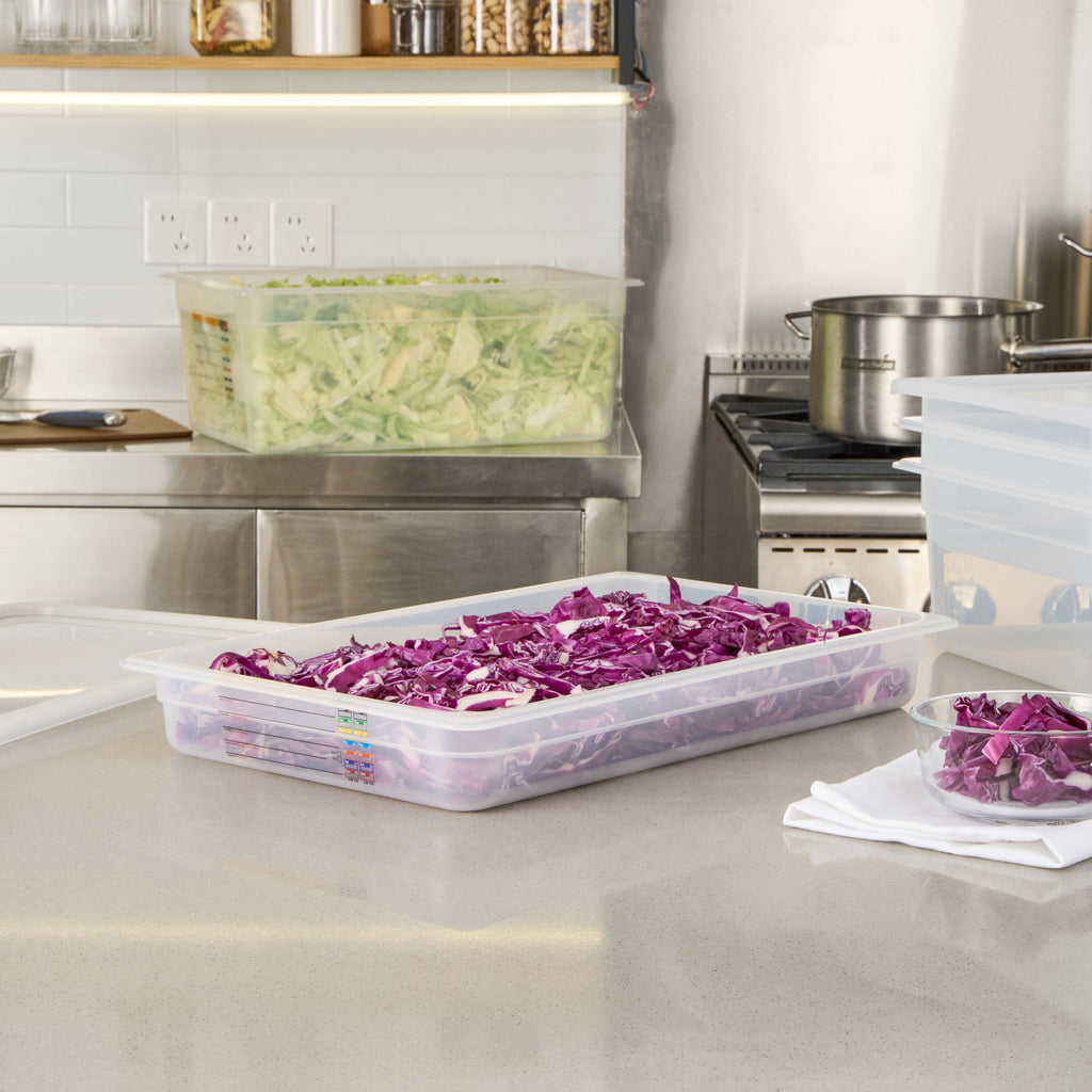 Met Lux Rectangle White Polypropylene Full Size Food Pan - 2.5" Deep, with Label - 10 count box