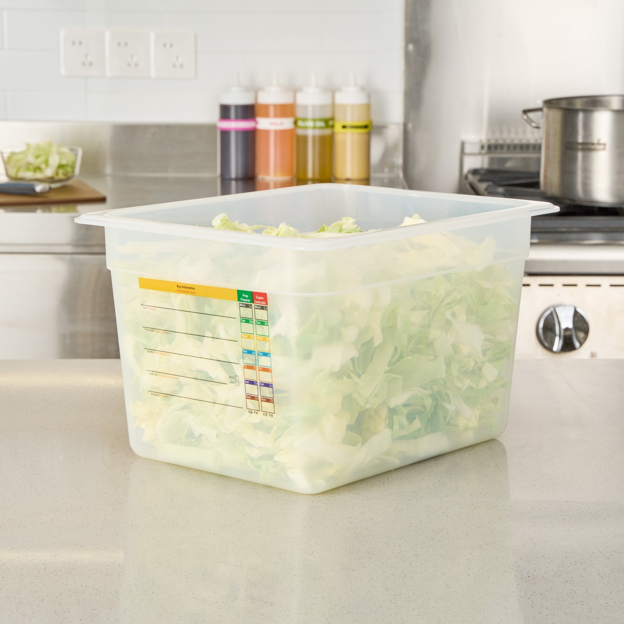 Met Lux Rectangle White Polypropylene Half Size Food Pan - 8" Deep, with Label - 10 count box