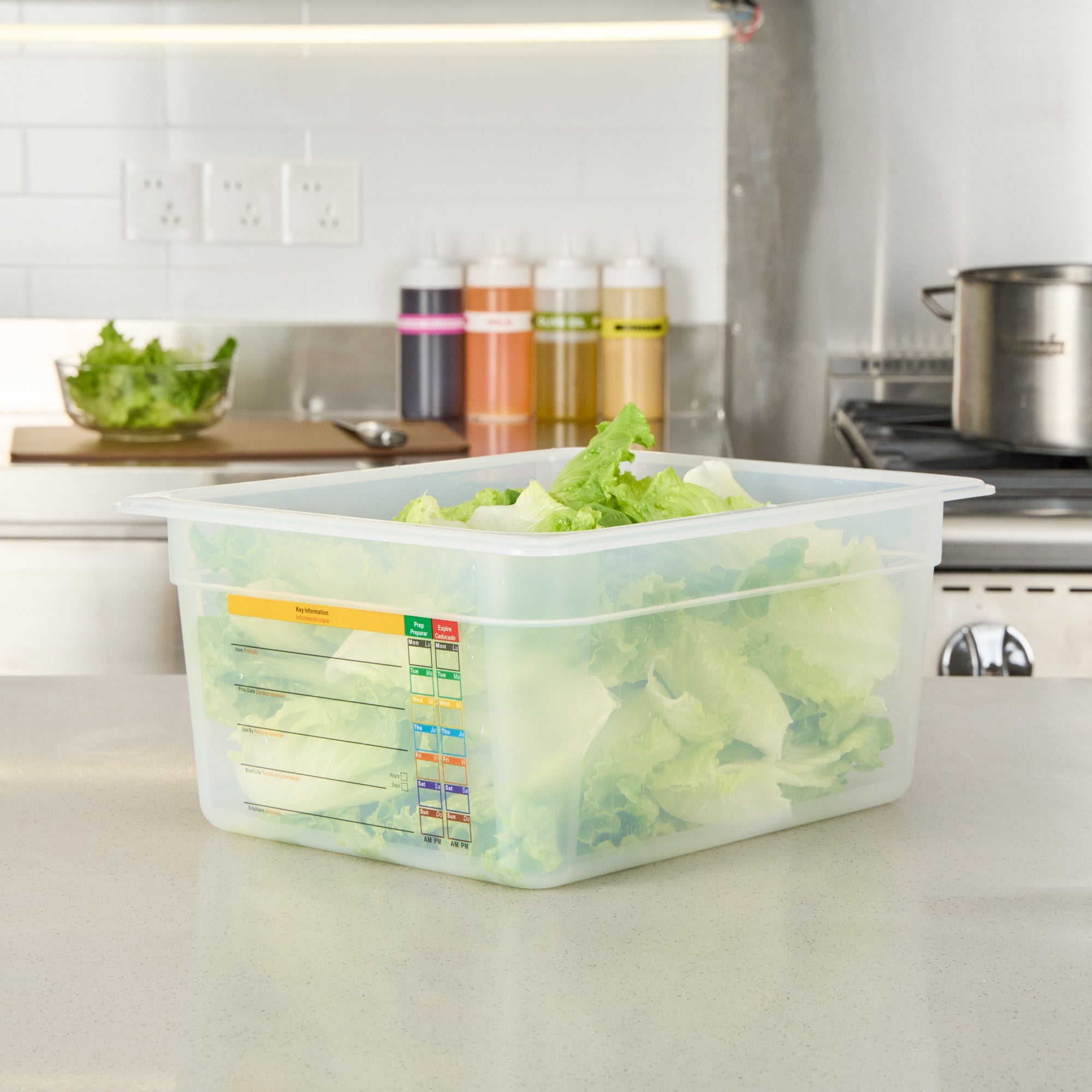 Met Lux Rectangle White Polypropylene Half Size Food Pan - 6" Deep, with Label - 10 count box