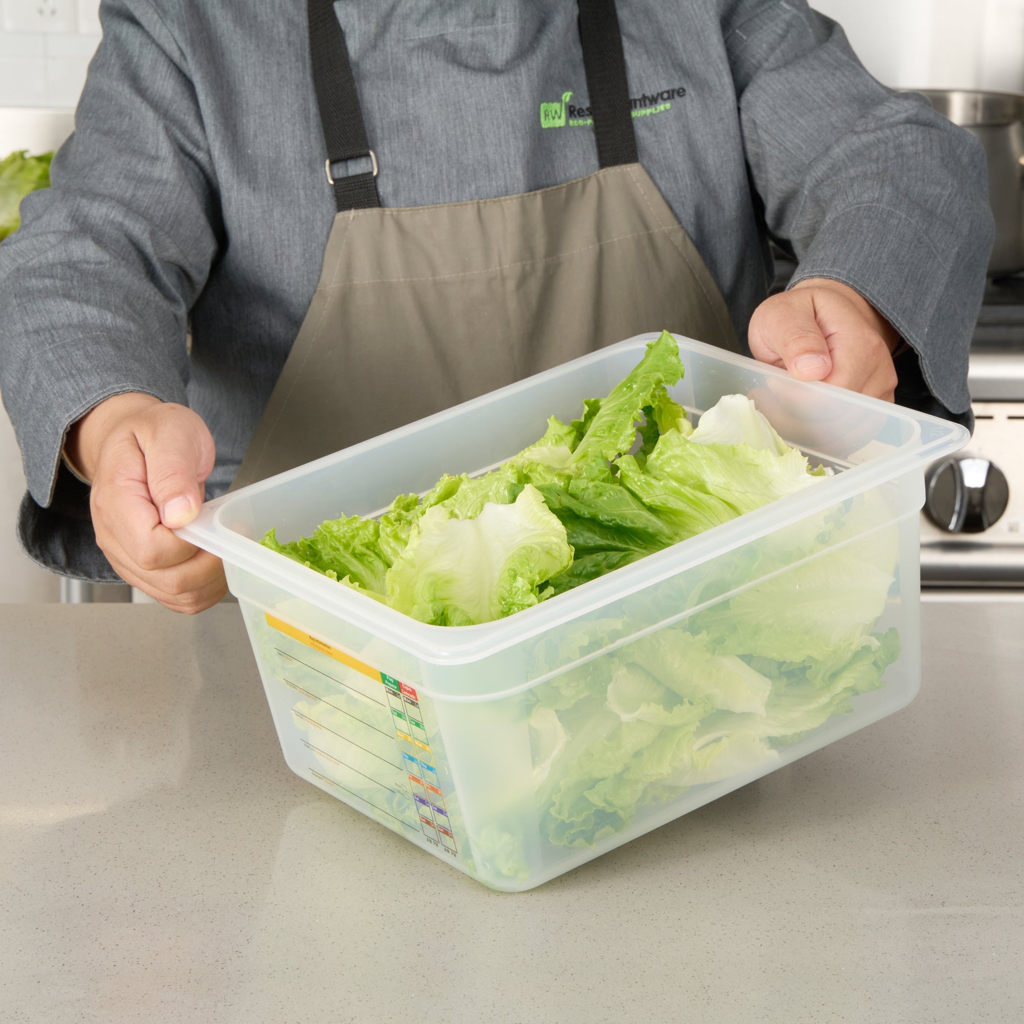 Met Lux Rectangle White Polypropylene Half Size Food Pan - 6" Deep, with Label - 10 count box