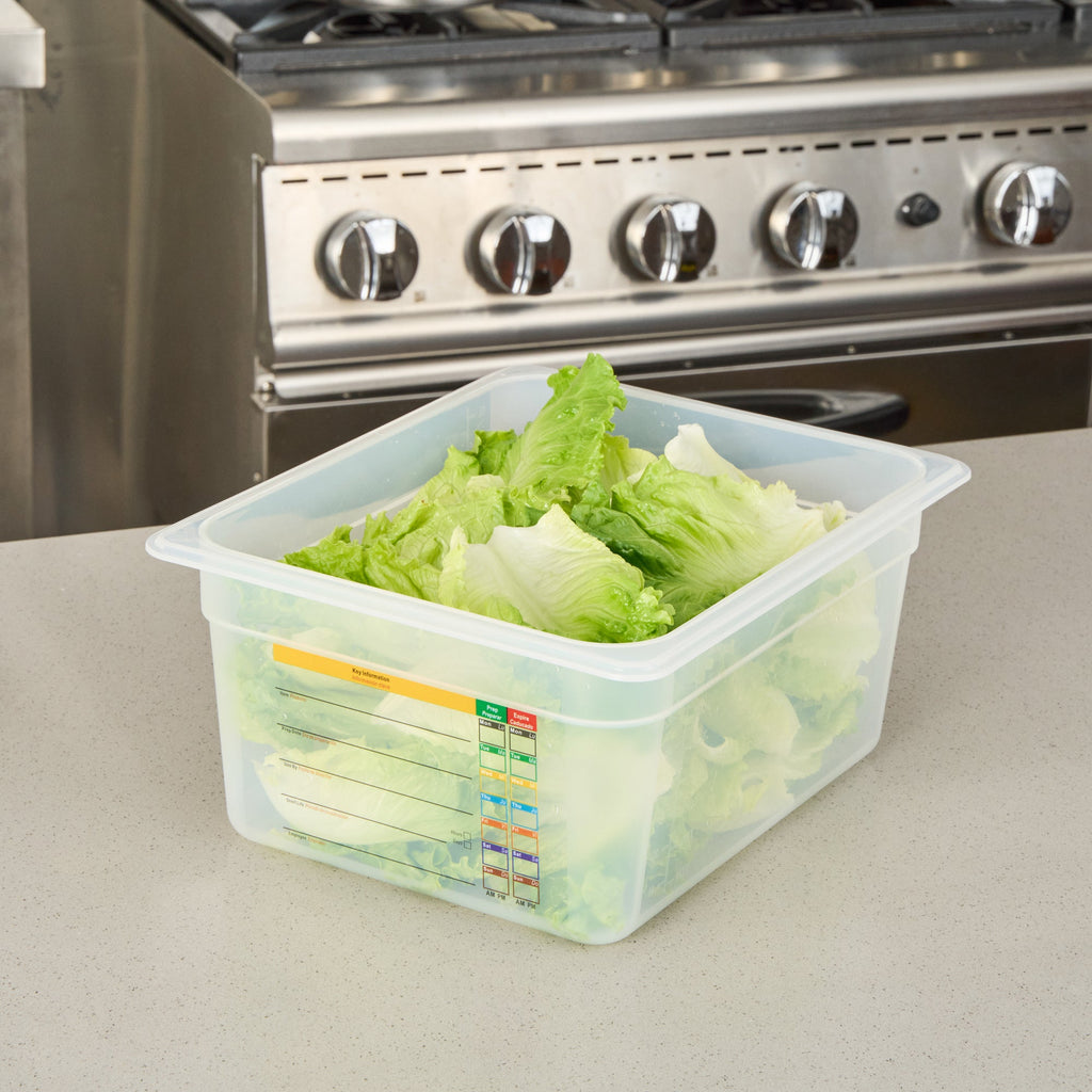 Met Lux Rectangle White Polypropylene Half Size Food Pan - 6" Deep, with Label - 10 count box