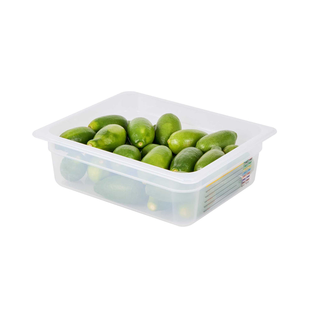 Met Lux Rectangle White Polypropylene Half Size Food Pan - 4" Deep, with Label - 1 count box