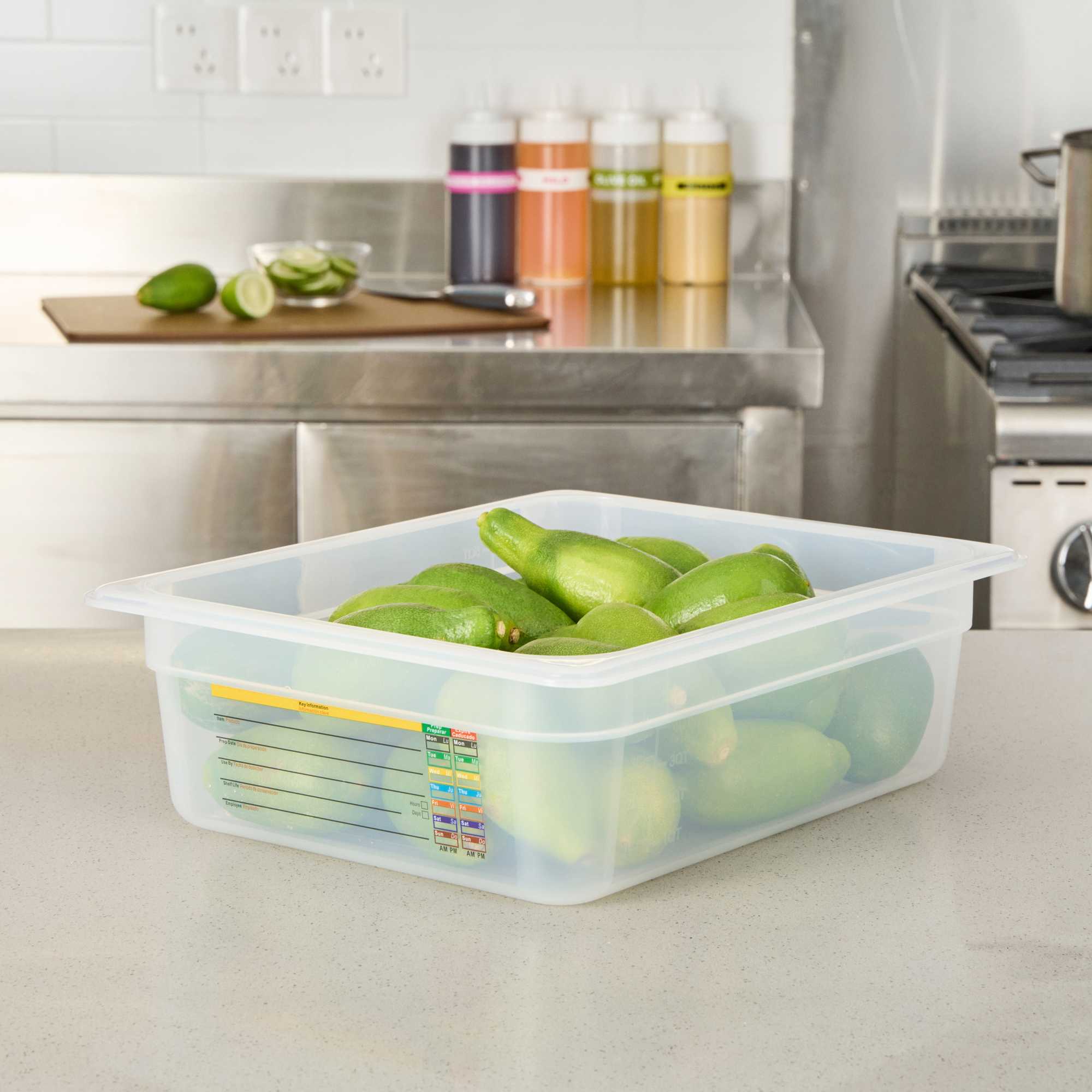 Met Lux Rectangle White Polypropylene Half Size Food Pan - 4" Deep, with Label - 1 count box