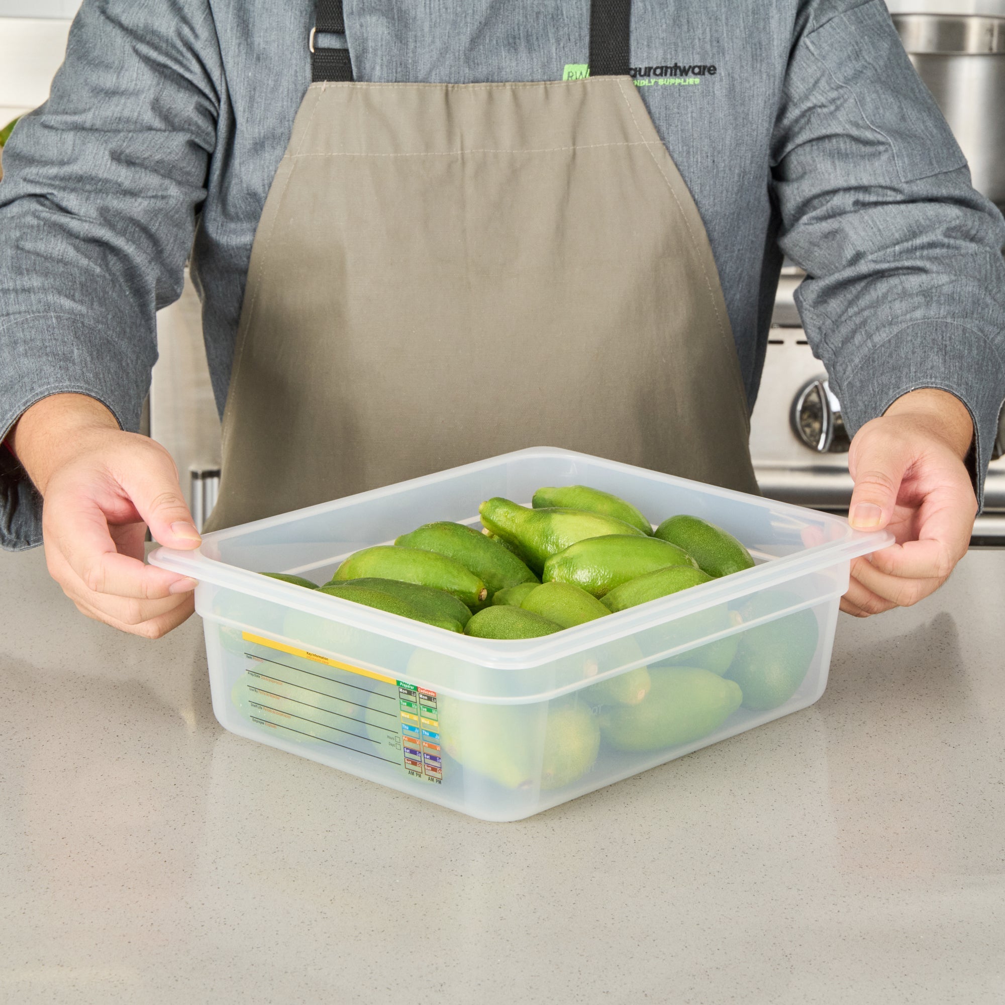 Met Lux Rectangle White Polypropylene Half Size Food Pan - 4" Deep, with Label - 10 count box