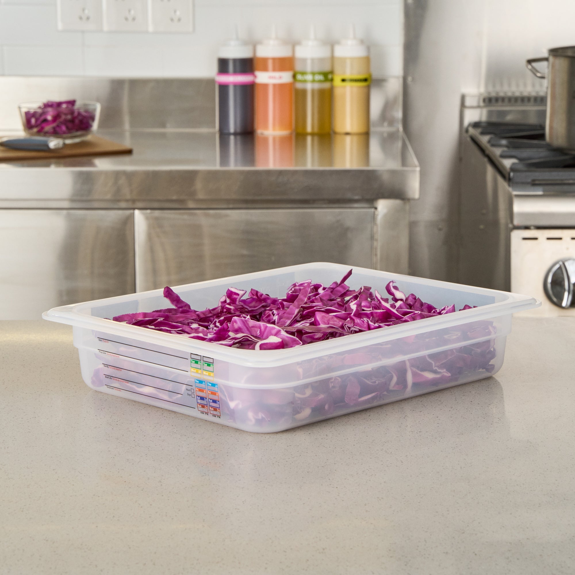 Met Lux Rectangle White Polypropylene Half Size Food Pan - 2.5" Deep, with Label - 10 count box
