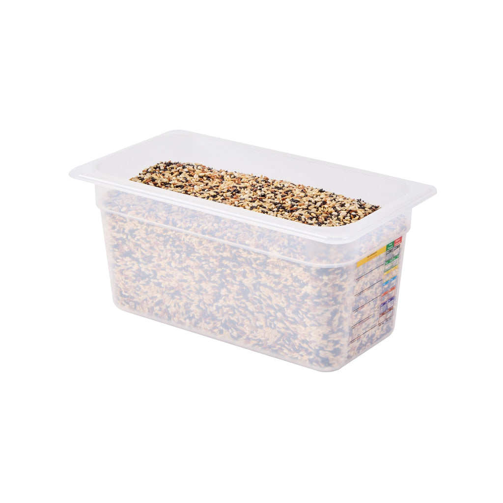 Met Lux Rectangle White Polypropylene 1/3 Size Food Pan - 6" Deep, with Label - 10 count box
