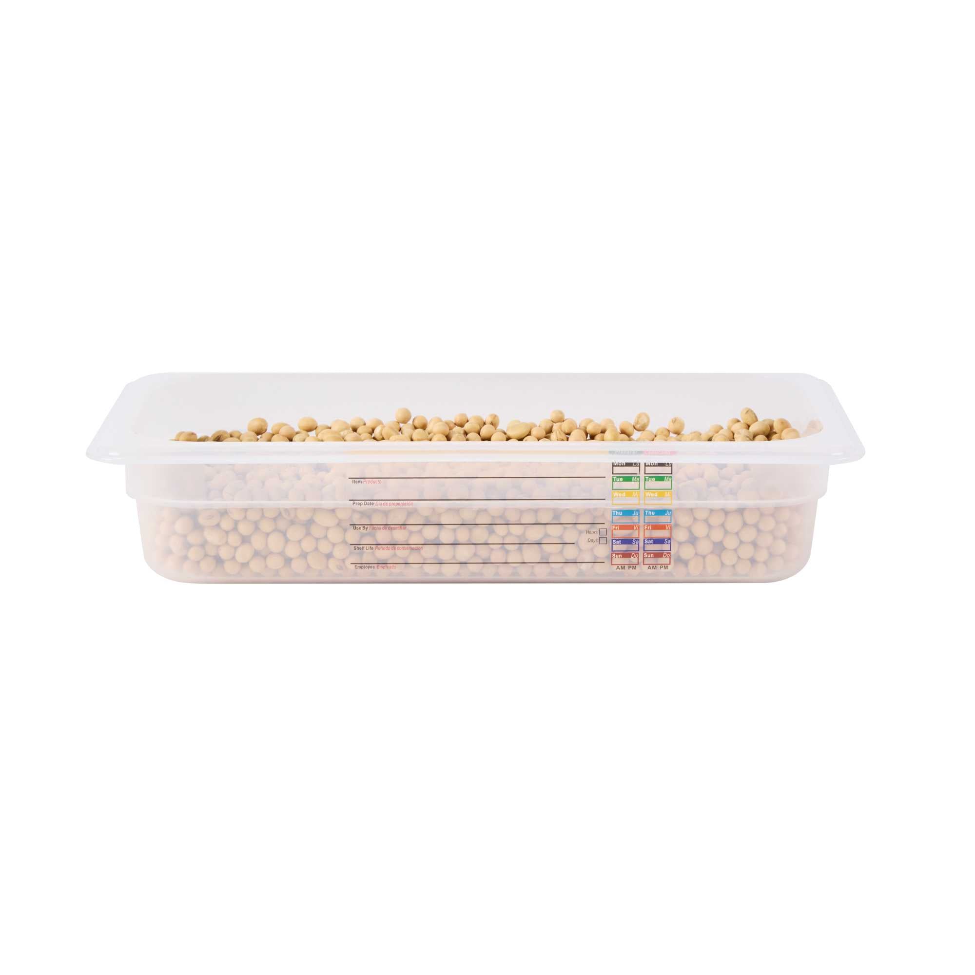 Met Lux Rectangle White Polypropylene 1/3 Size Food Pan - 2.5" Deep, with Label - 1 count box