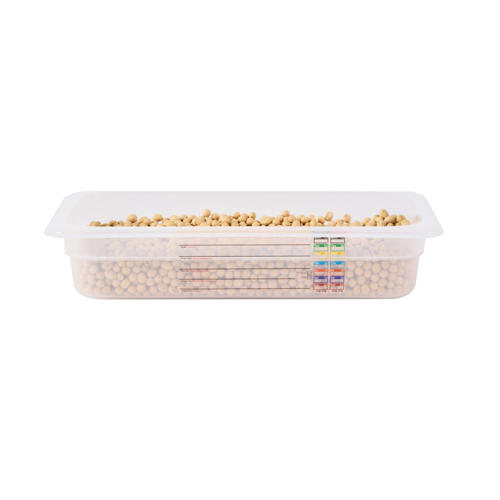 Met Lux Rectangle White Polypropylene 1/3 Size Food Pan - 2.5" Deep, with Label - 10 count box