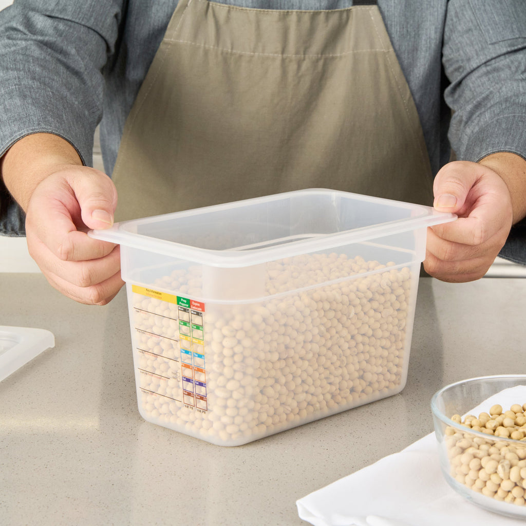 Met Lux Rectangle White Polypropylene 1/4 Size Food Pan - 6" Deep, with Label - 10 count box