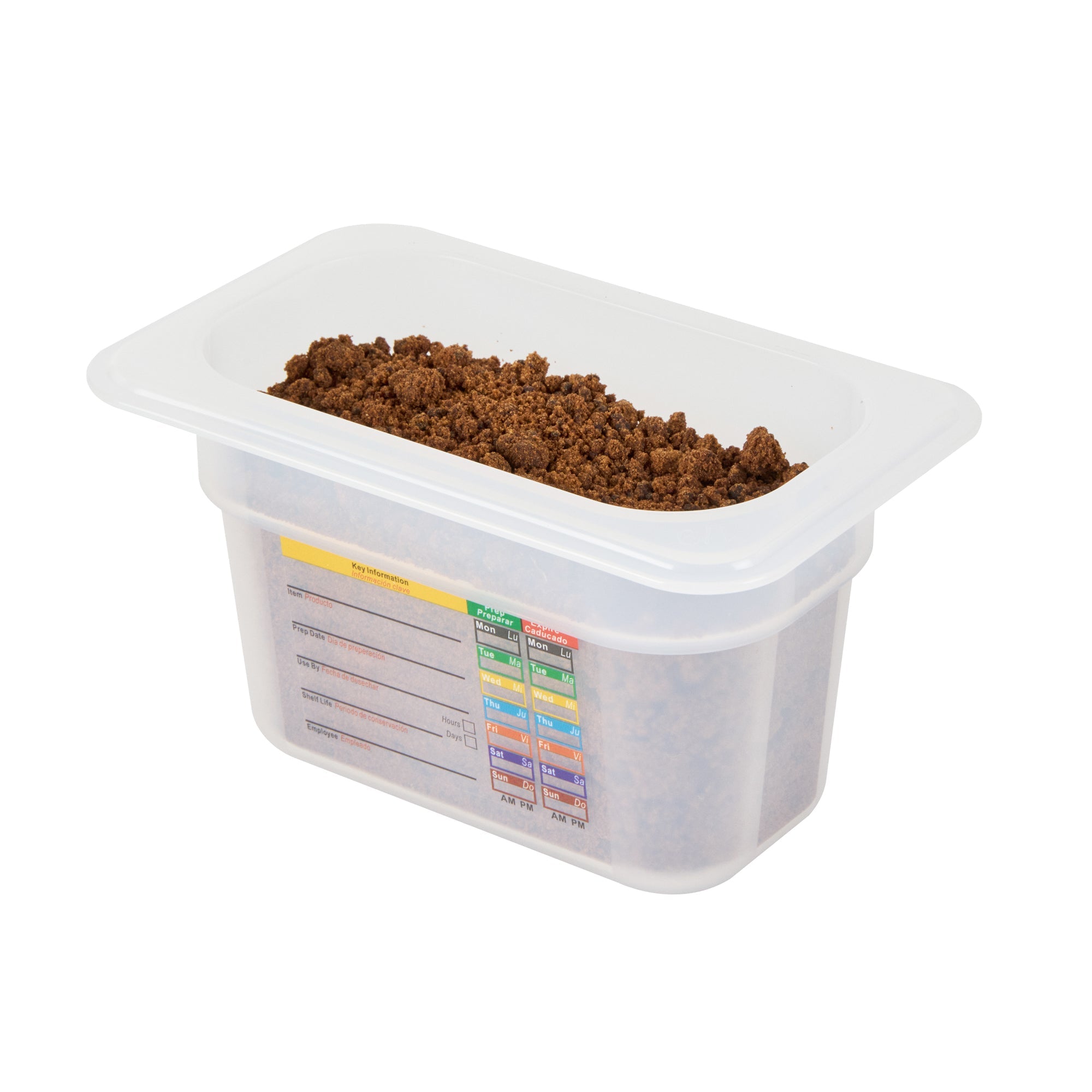 Met Lux Rectangle White Polypropylene 1/9 Size Food Pan - 4" Deep, with Label - 10 count box