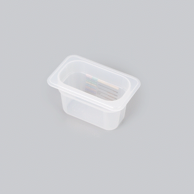 Met Lux Rectangle White Polypropylene 1/9 Size Food Pan - 4" Deep, with Label - 10 count box