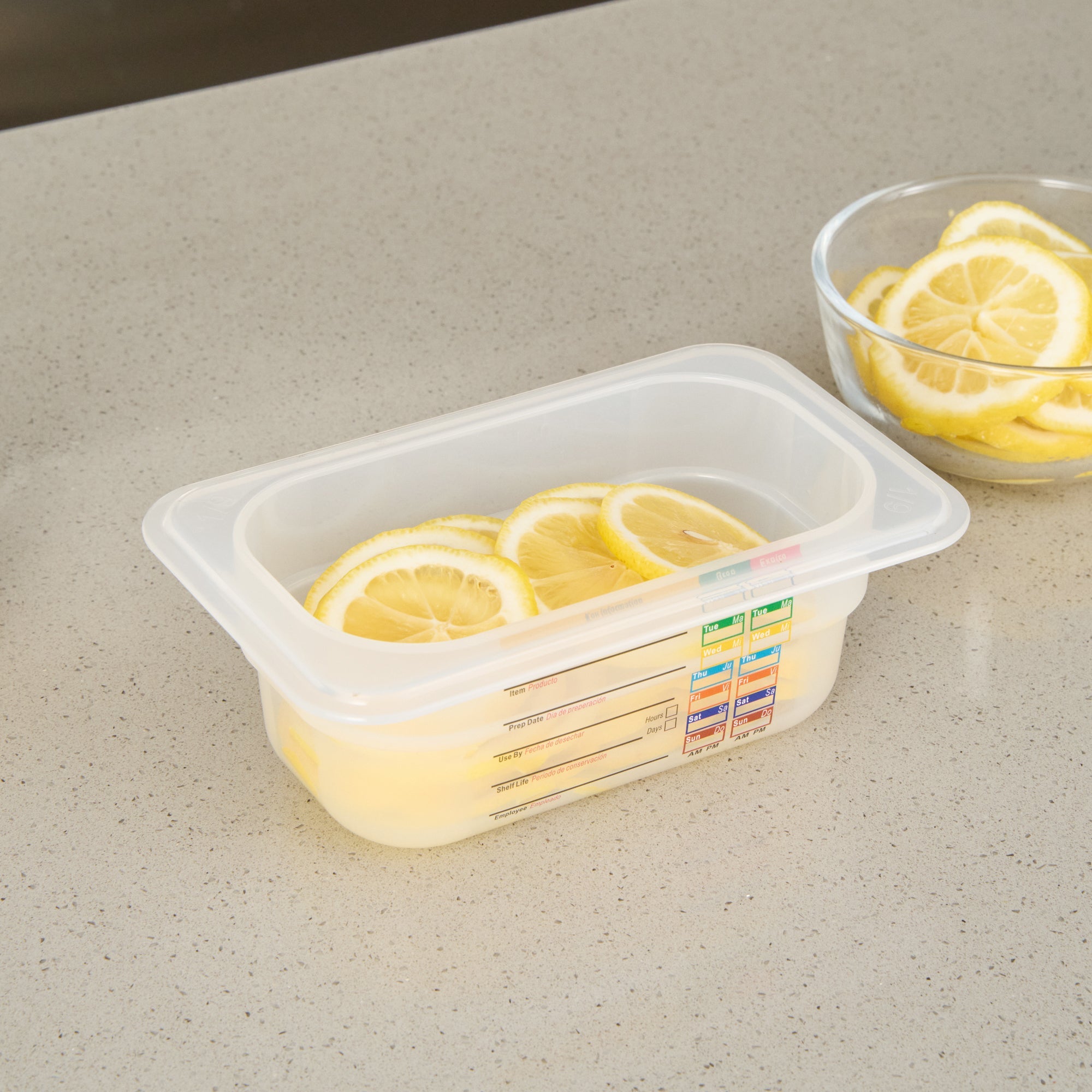 Met Lux Rectangle White Polypropylene 1/9 Size Food Pan - 2.5" Deep, with Label - 10 count box