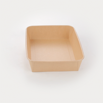 Bio Tek 78 oz Rectangle Kraft Paper Serving Container - 8 3/4" x 6 1/4" x 2 1/4" - 50 count box