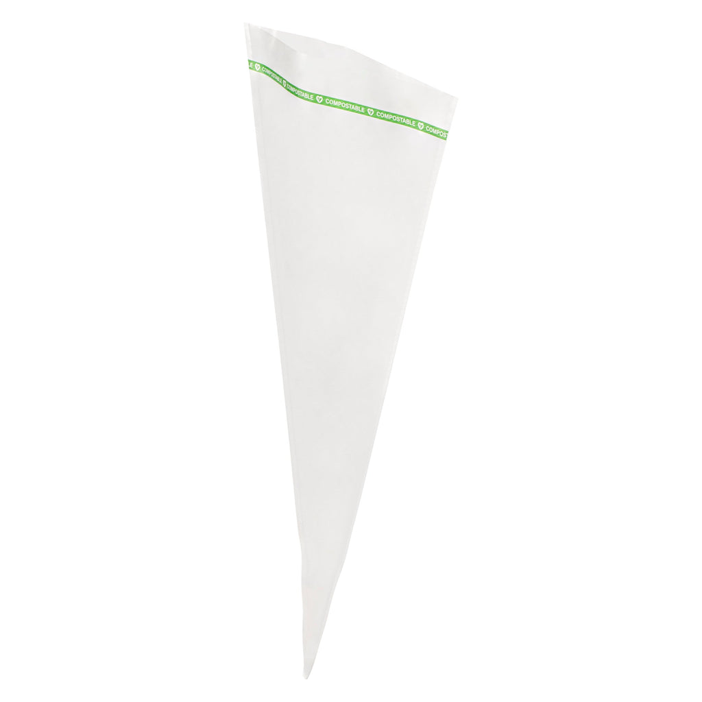Basic Nature Clear Plastic Cone Bag - Compostable, High Clarity - 17" x 7 1/2" - 100 count box