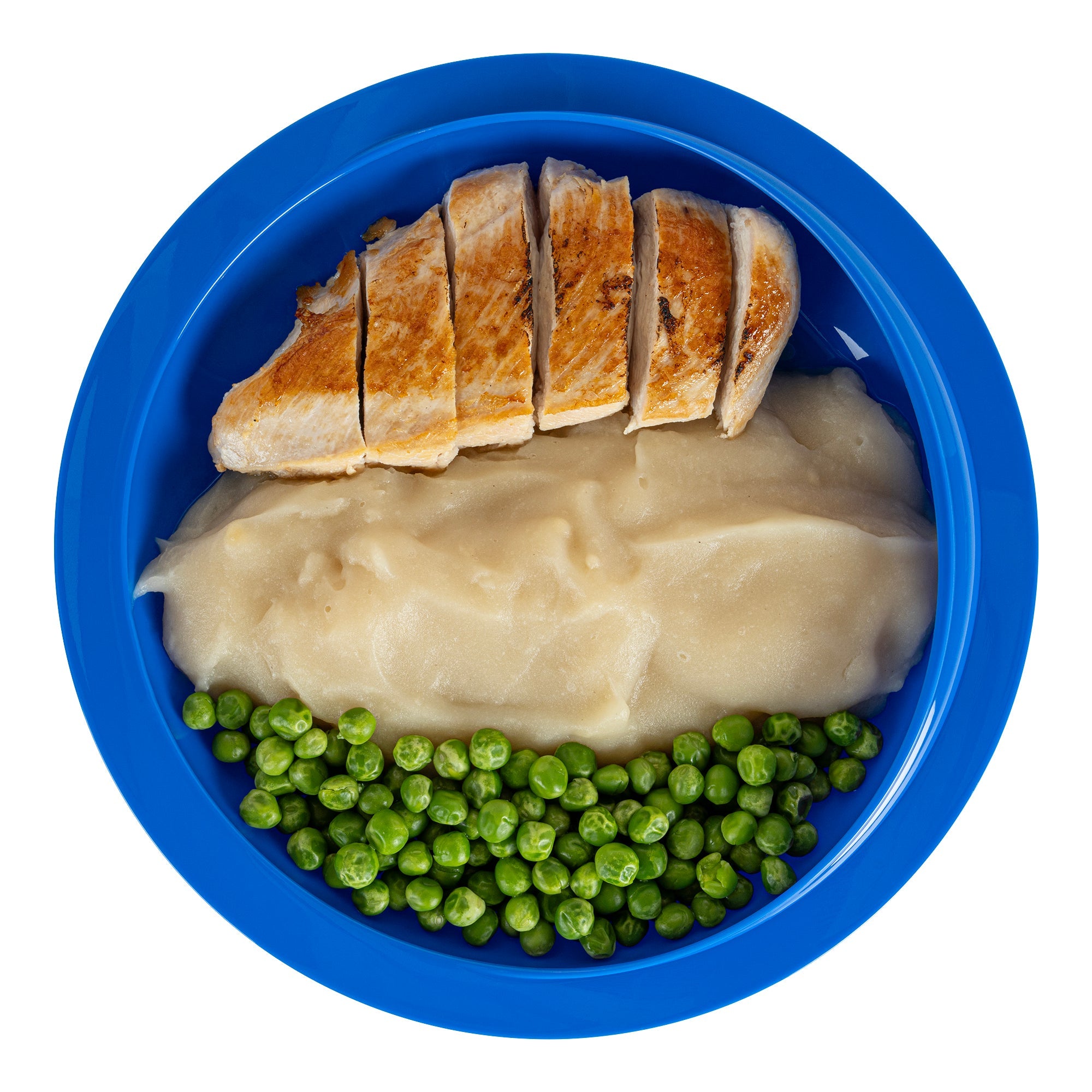 Adapt Tek Round Blue Plastic Scoop Plate - Spillproof, with Suction Base - 9" x 9" x 2 1/4" - 20 count box